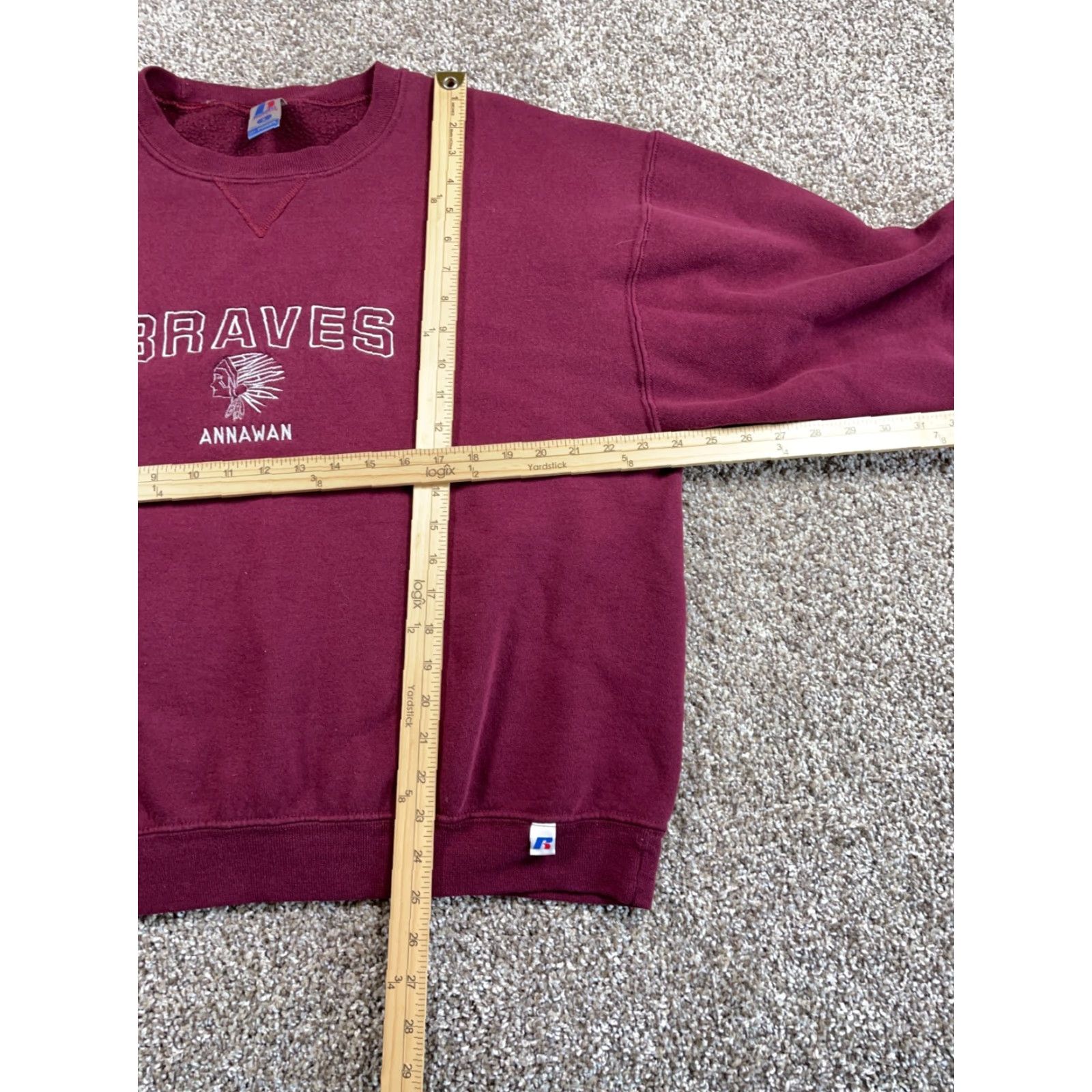 Russell Athletic VINTAGE Russell Athletic Sweatshirt Adult Large Red - Annawan Braves Embroidered Crew Neck Pullover Shirt Men Russel Athletic Tag Size US M / EU 48-50 / 2 - 5 Thumbnail