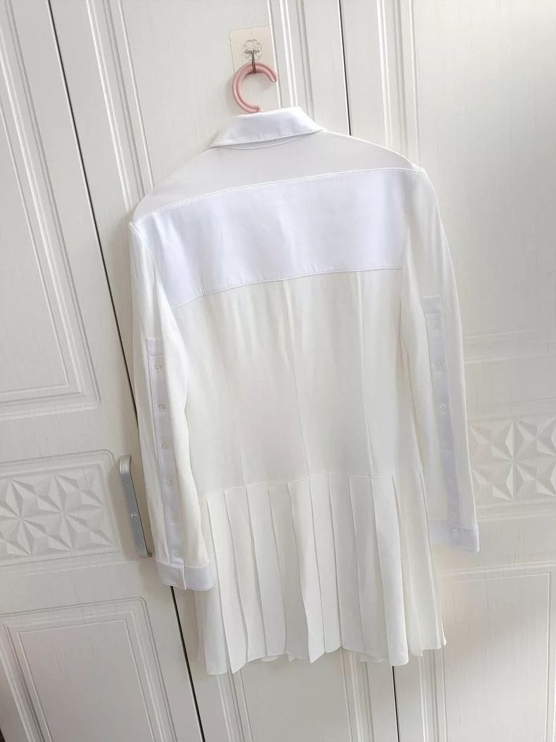Louis Vuitton Louis Vuitton White Long Sleeve Pleated Shirt Dress-2506 Size L / US 10 / IT 46 - 6 Thumbnail