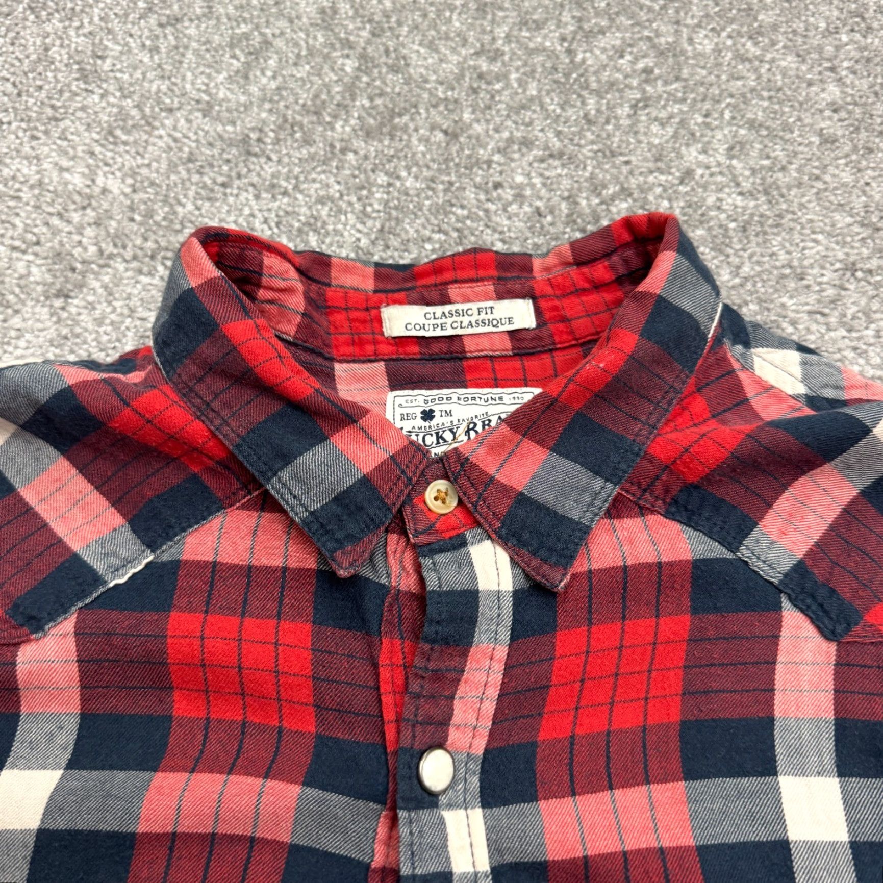 Lucky Brand Lucky Brand Button-Up Shirt Plaid Flannel Mens M Red Classic Short Summary Size US M / EU 48-50 / 2 - 3 Thumbnail