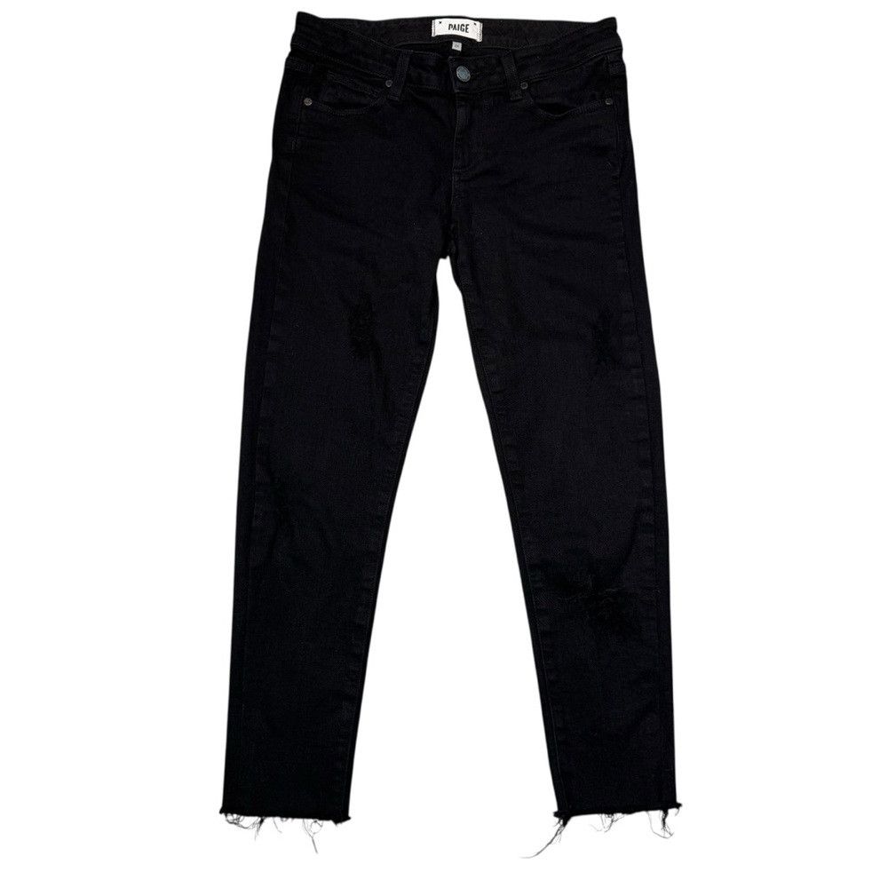Paige Paige Skyline Skinny Black Distressed Jeans Size 26 Size 26" / US 2 / IT 38 - 2 Thumbnail