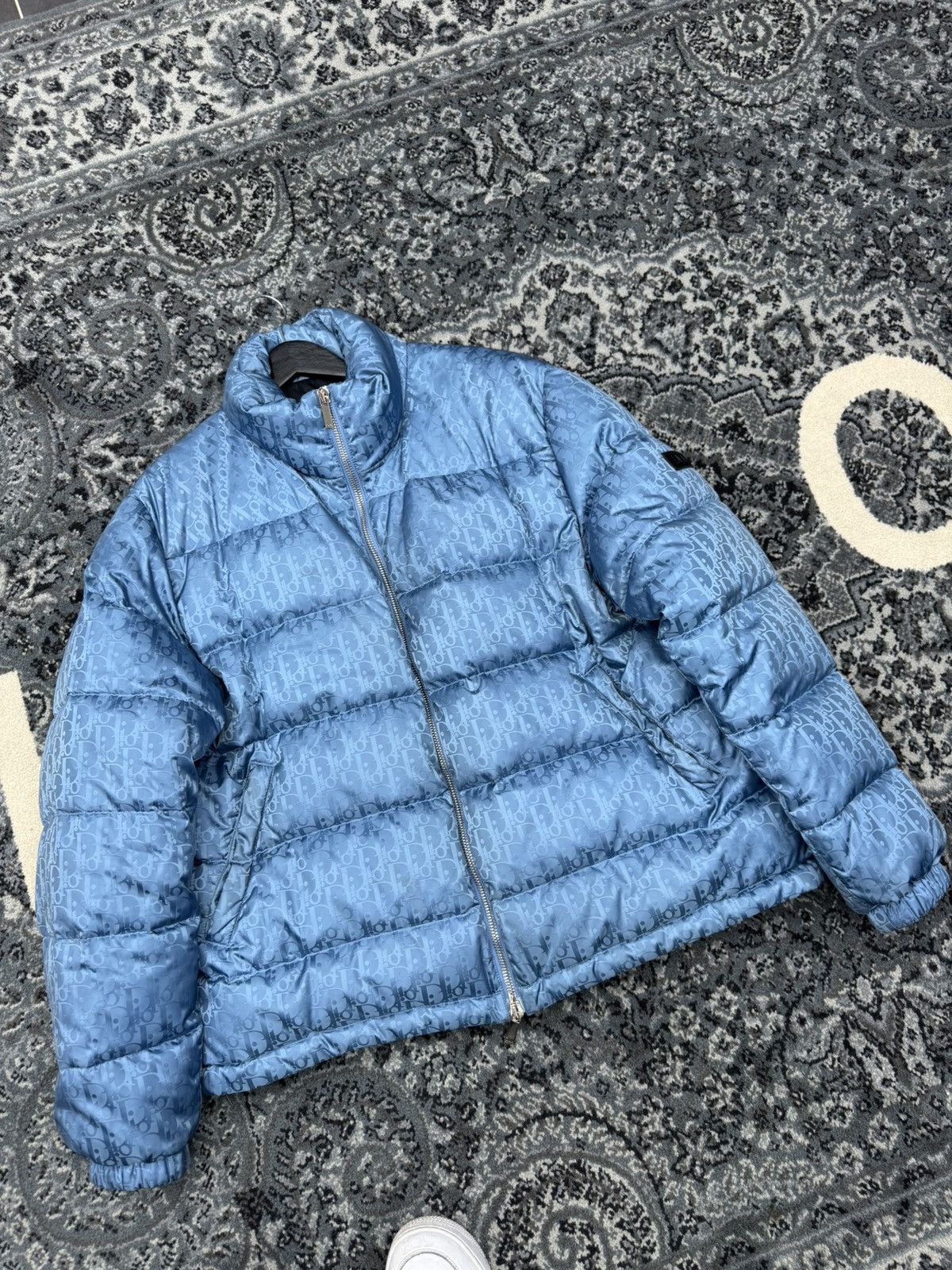 Dior oblique puffer jacket blue