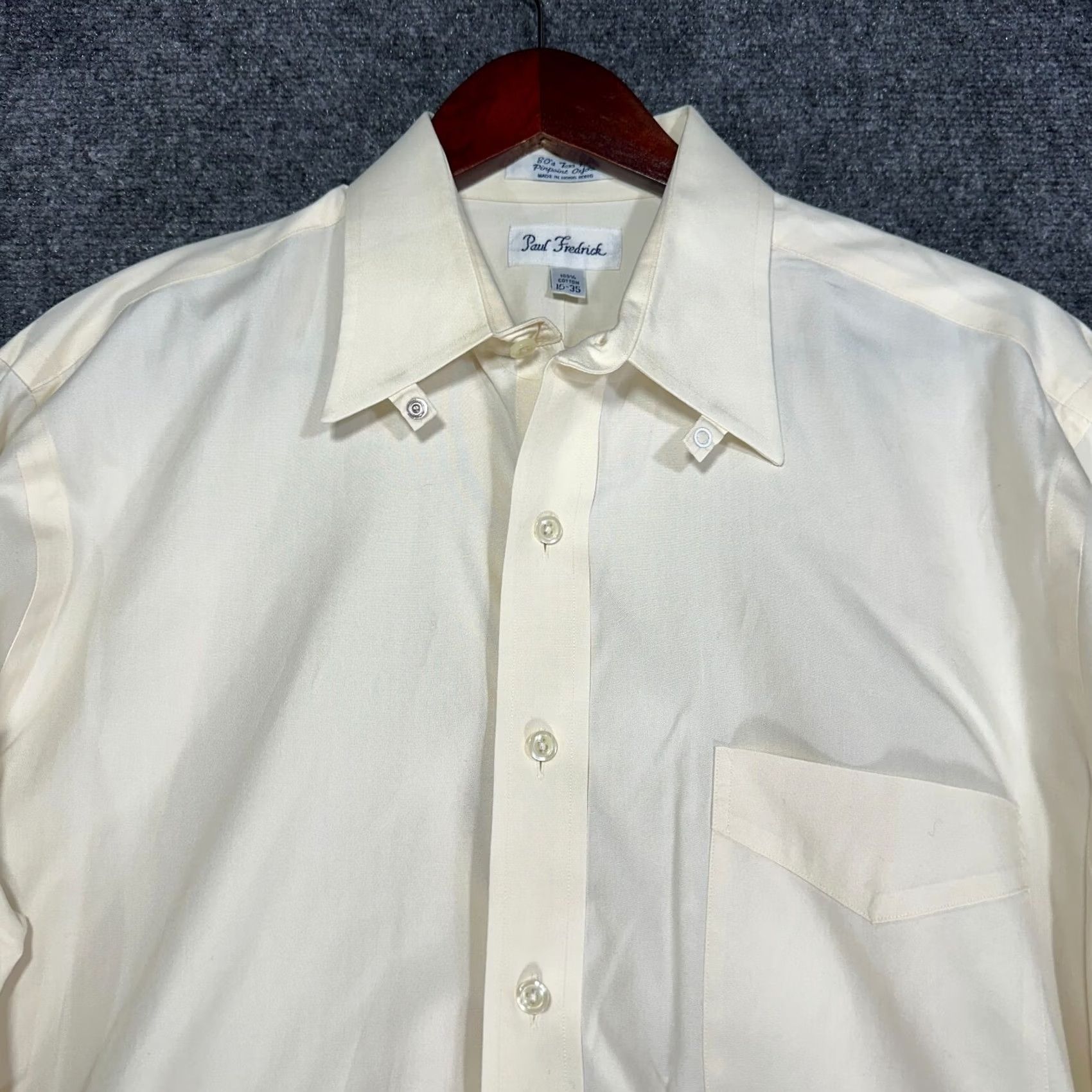 Vintage Paul Fredrick Shirt Yellow Cotton PinPoint Oxford 80's Two Ply 15 Mens Pocket Size US M / EU 48-50 / 2 - 4 Thumbnail