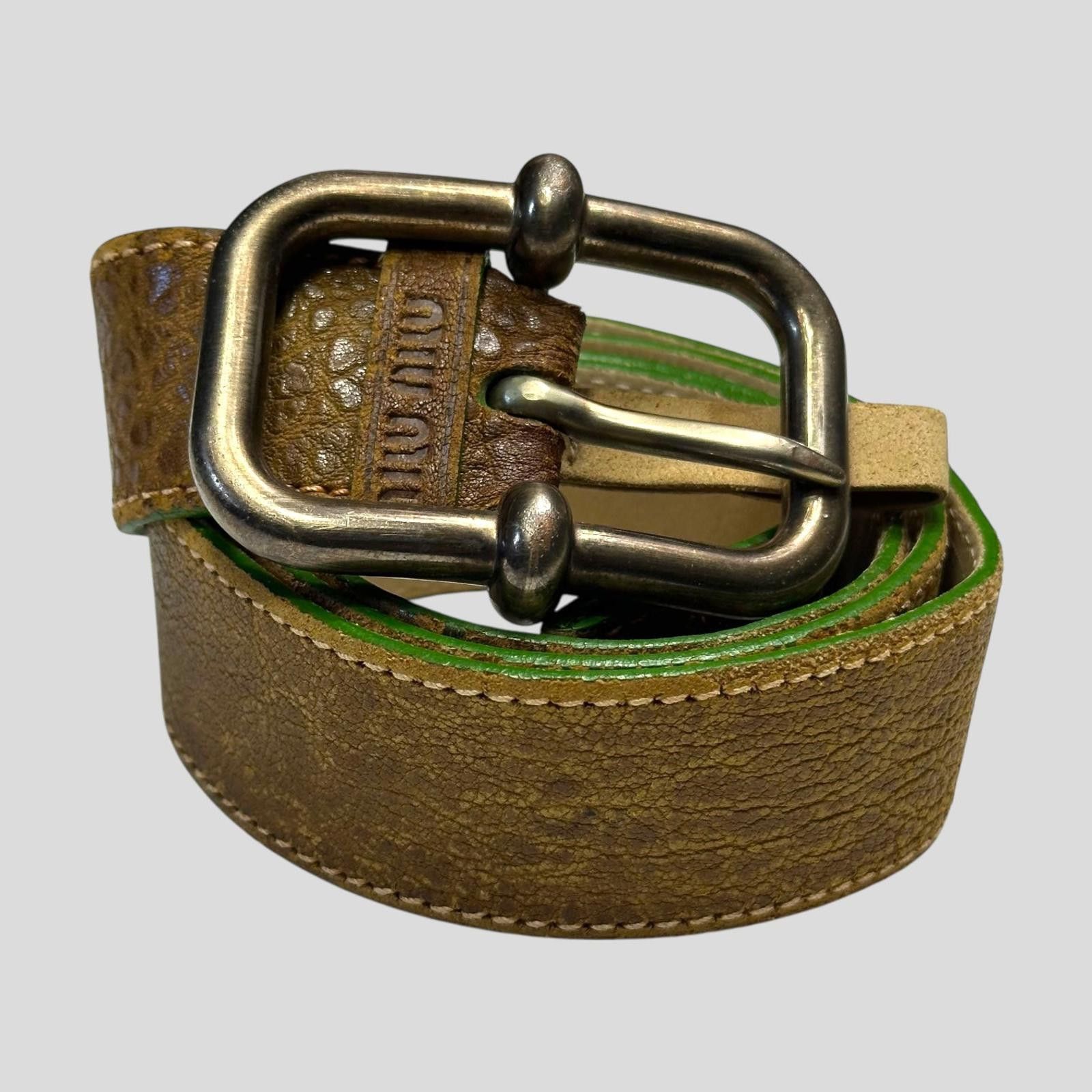 Miu Miu × Prada × Vintage MIU MIU Triple Buckle Leather Belt  display picture 3