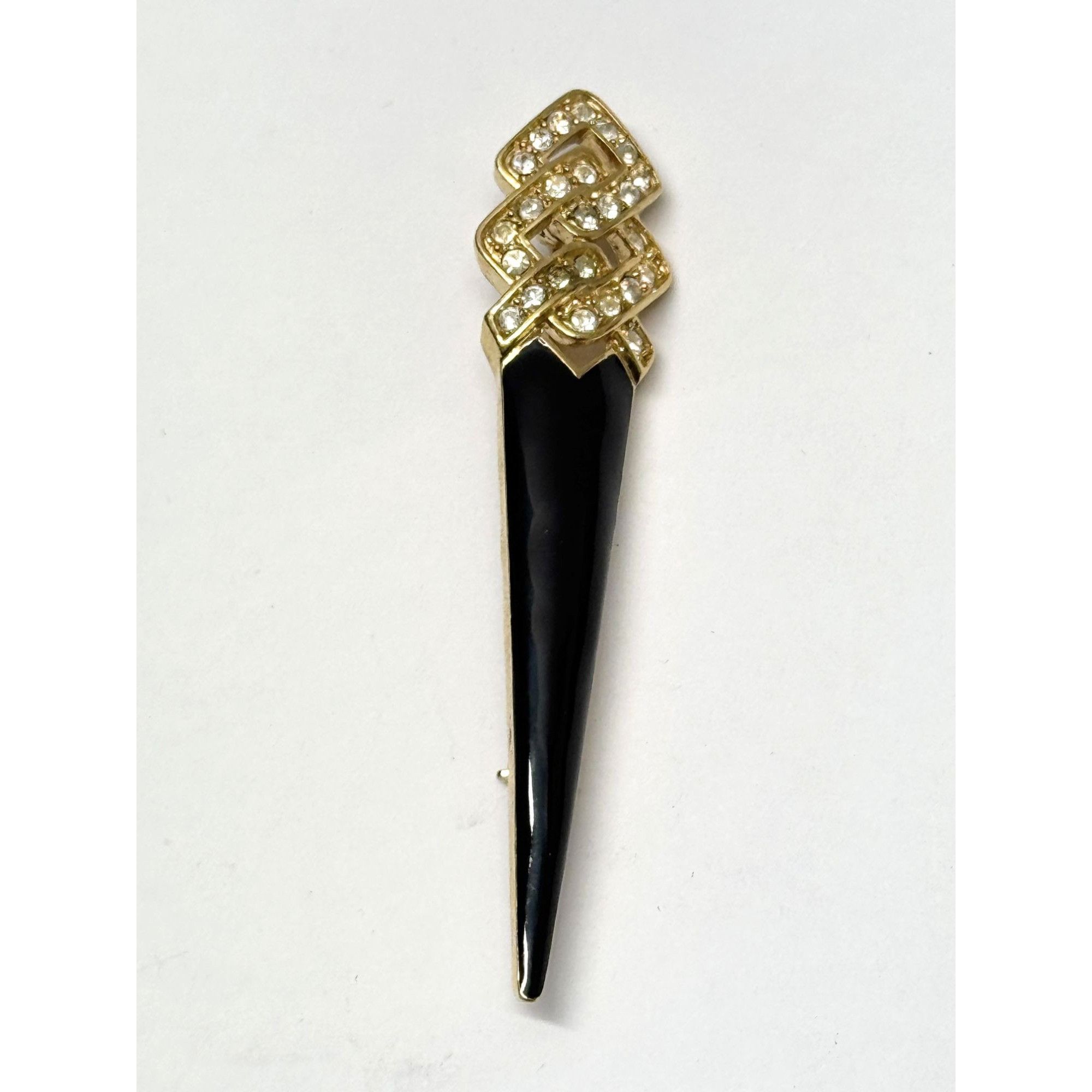 Vintage Vintage black enamel rhinestone torch brooch pin Size ONE SIZE - 1 Thumbnail