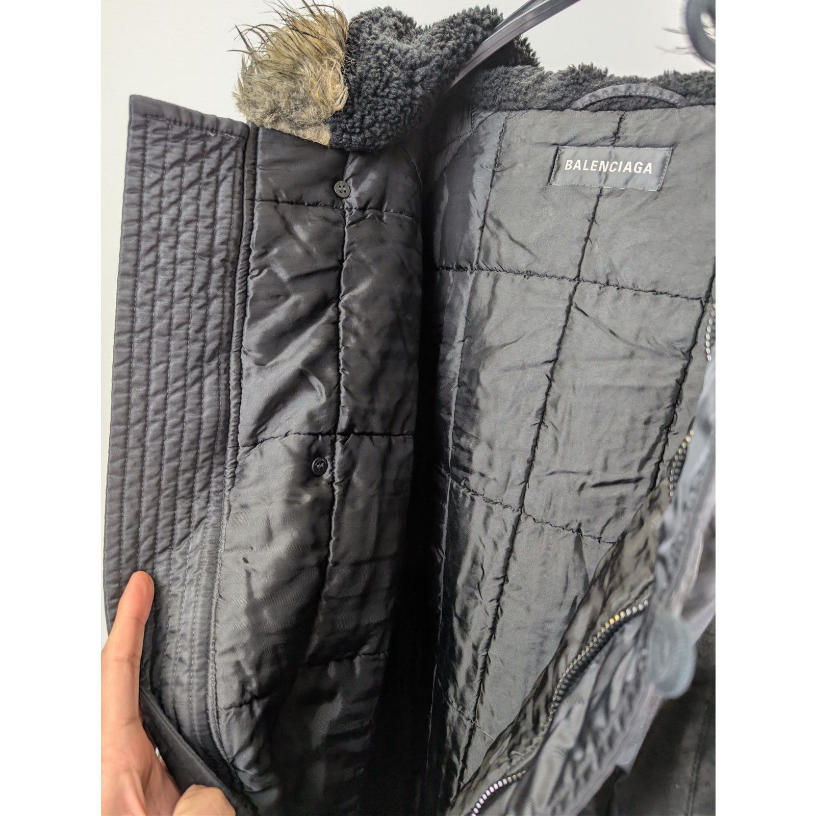 Balenciaga o1rshd1 Nylon Satin Parka Long Coat in Black Size US M / EU 48-50 / 2 - 9 Thumbnail