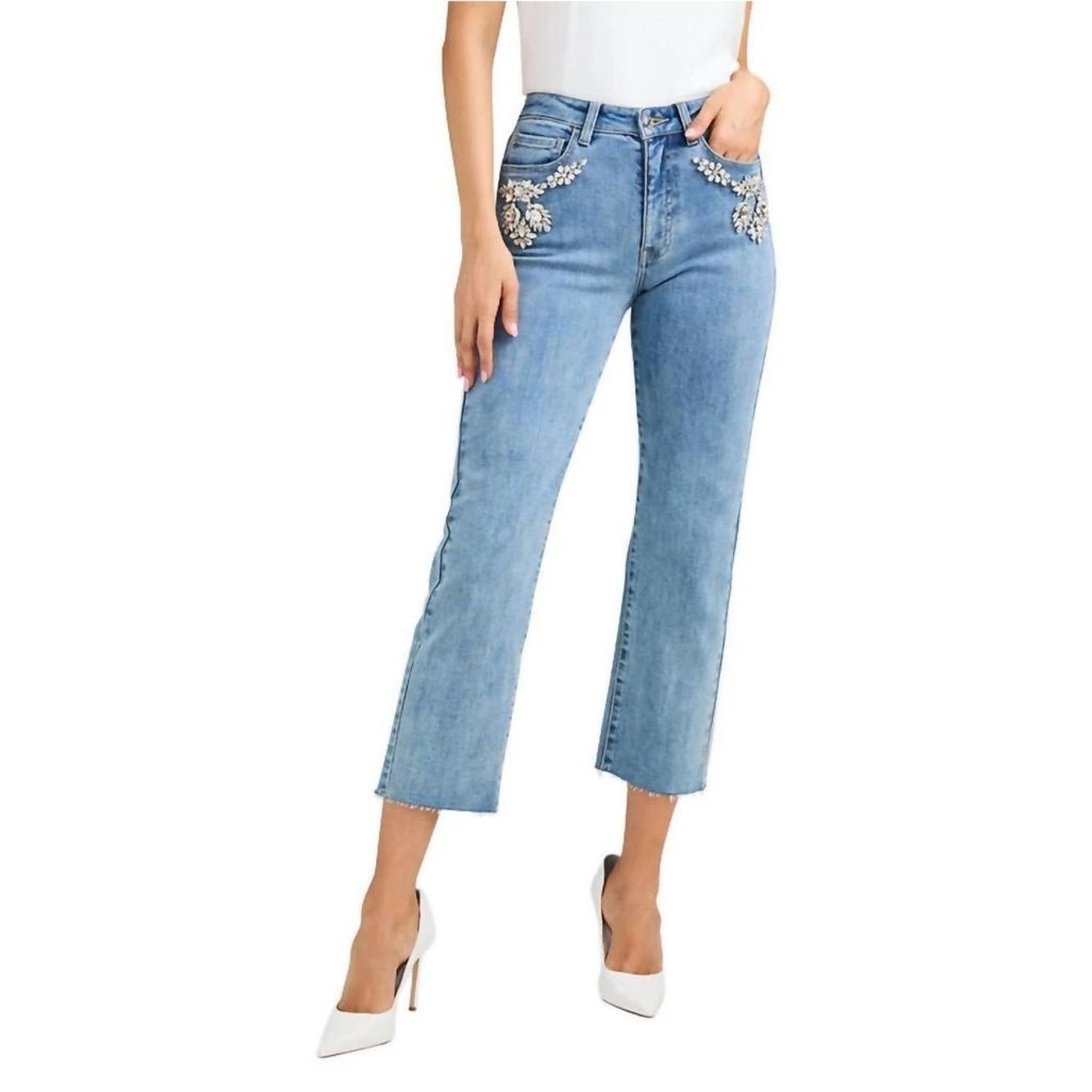 Generation Love Generation Love Carolyn Crystal Denim Pants Jeans NWT Size Size 28" / US 6 / IT 42 - 1 Thumbnail