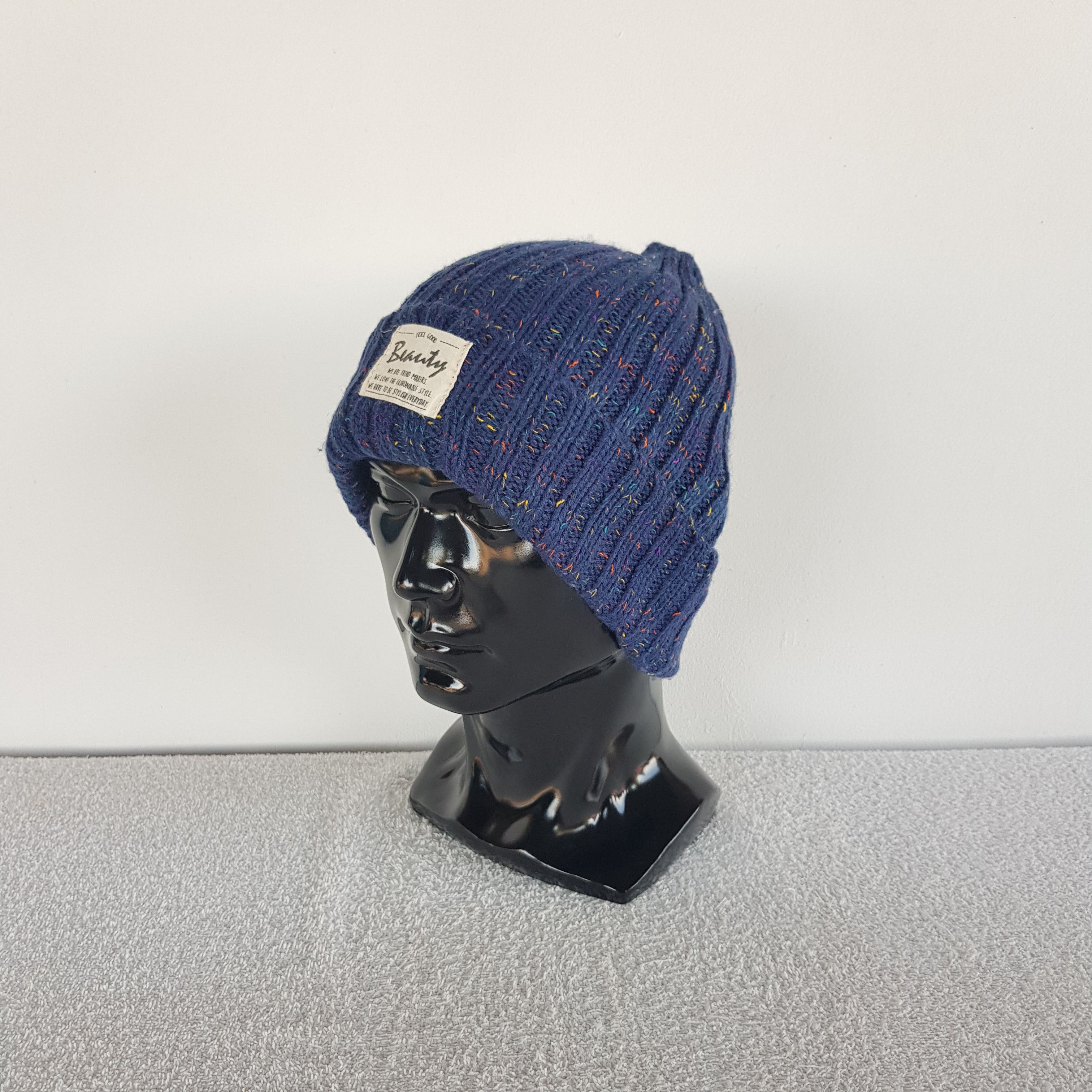 Homespun Knitwear Vintage Japanese Fair Isle Ribbed Knit Beanie Snow Caps Hats Size ONE SIZE - 1 Thumbnail
