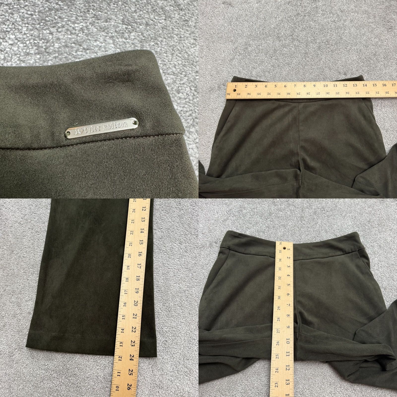Madison I Love Tyler Madison Green Wide-Leg Pants Womens S Faux Suede Pull On Dress Pant Buttonless? (removed extra text) Size 28" / US 6 / IT 42 - 8 Thumbnail