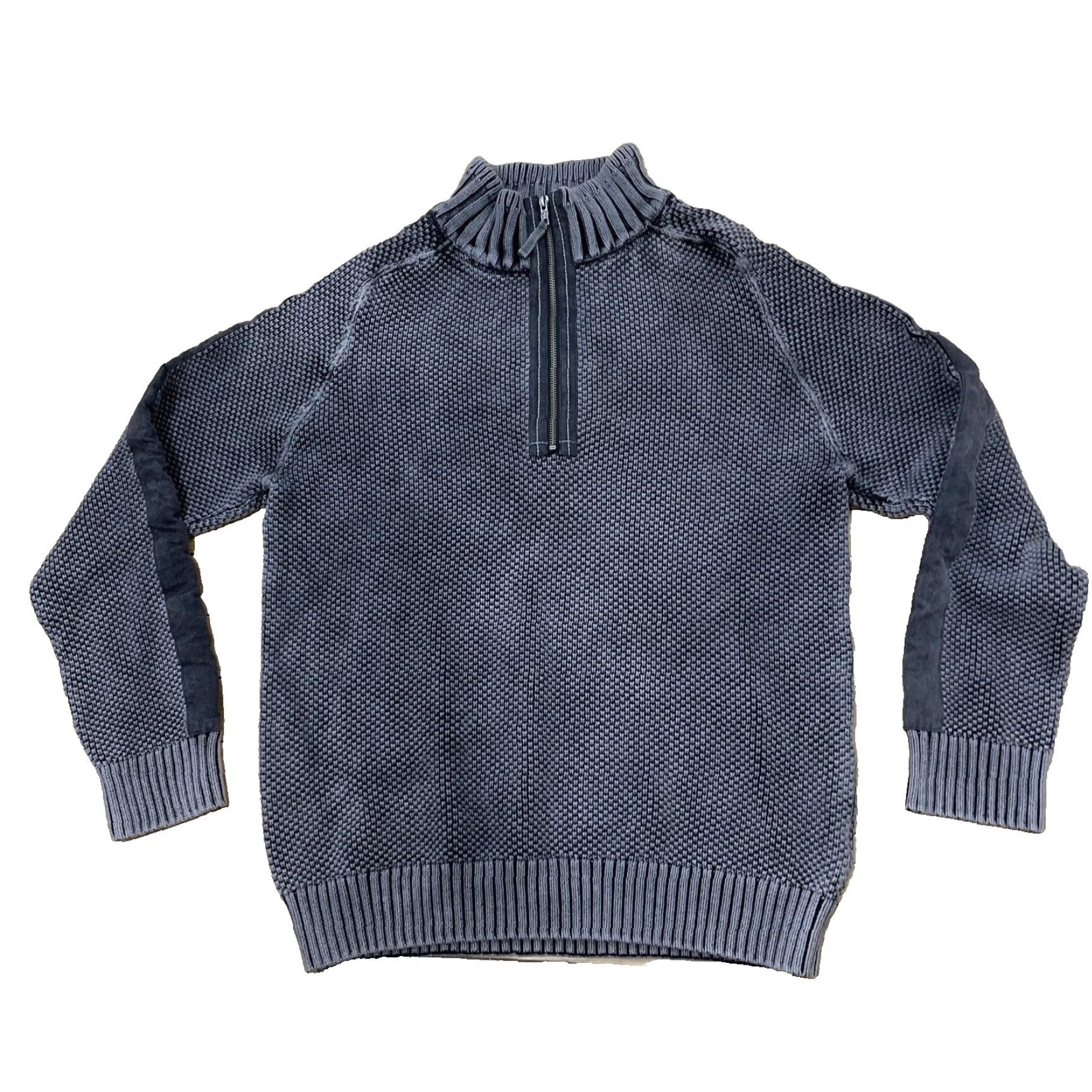Carbon2Cobalt CARBON 2 COBALT Chunky Waffle Knit Sweater Men L Gray 1/4 Zip Pique Thermal Size US L / EU 52-54 / 3 - 5 Thumbnail