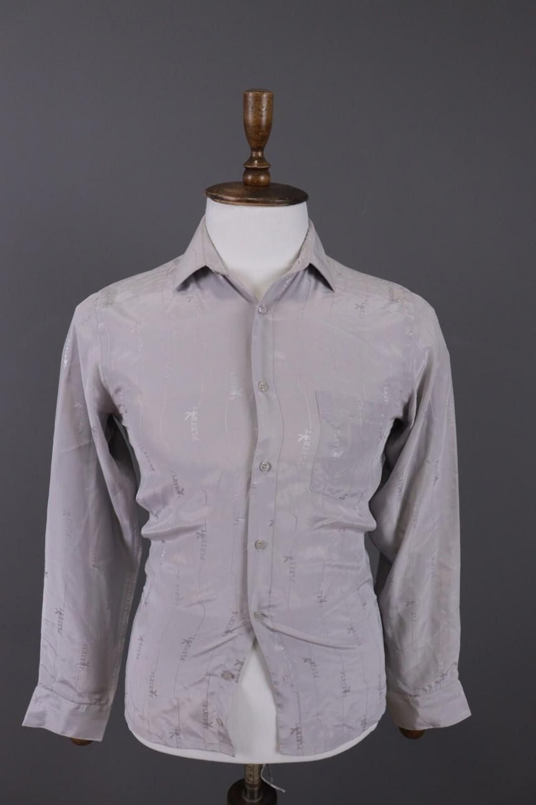 Playboy Play Boy Silk Look Striped Logo Printed Shirt Size 33 / 34 Size US M / EU 48-50 / 2 - 1 Thumbnail