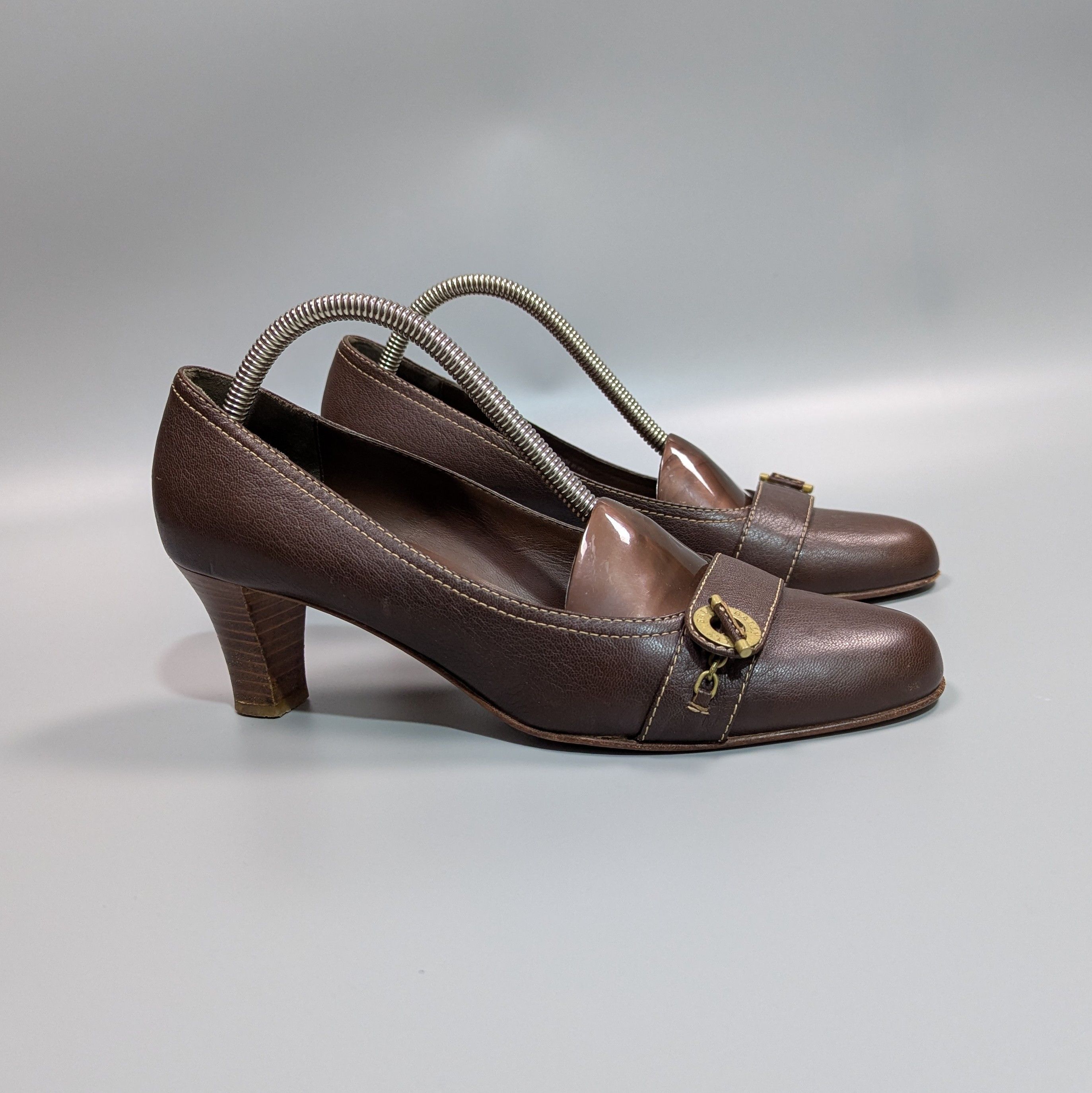 Bally BALLY Women's Leather Brown Open Luxury Shoes Size US 10.5 / IT 40.5 - 4 Thumbnail
