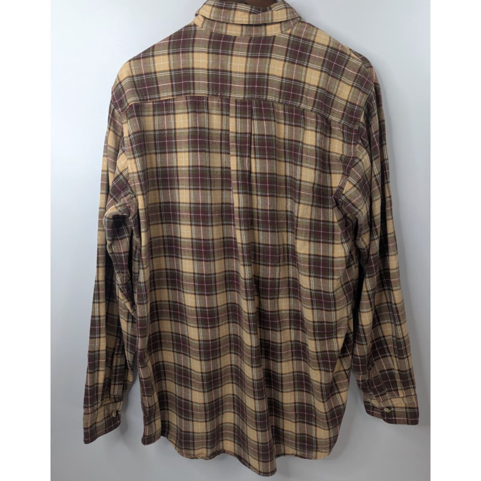 Vintage LL Bean Shirt Mens Large Tall Plaid Brown Flannel Button-Up Long Sleeve 0BHG6 Beige Cotton Size US L / EU 52-54 / 3 - 3 Thumbnail