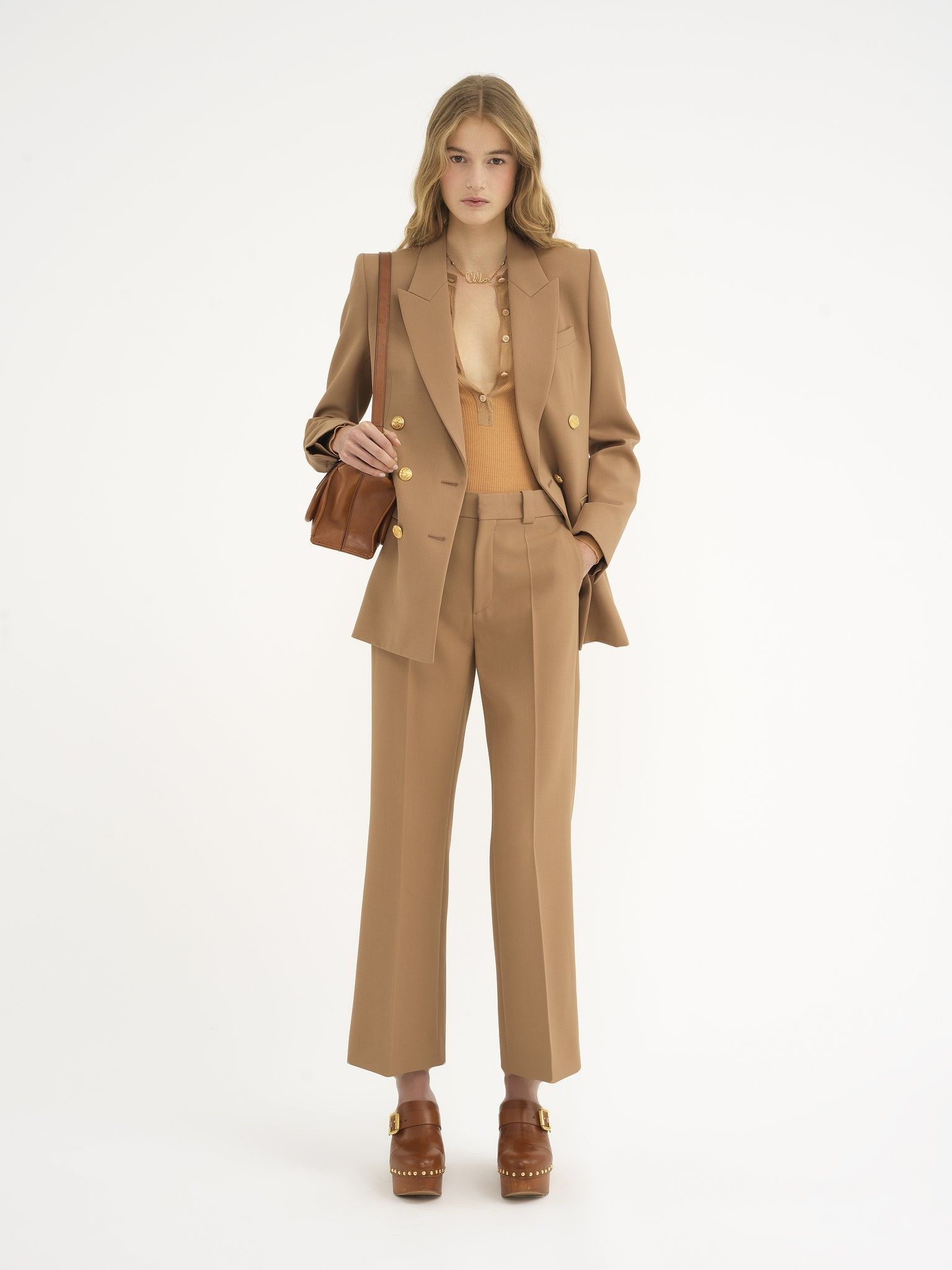 Chloe o1loc1c11025 Tailored Jacket in Coconut Brown Size M / US 6-8 / IT 42-44 - 2 Thumbnail