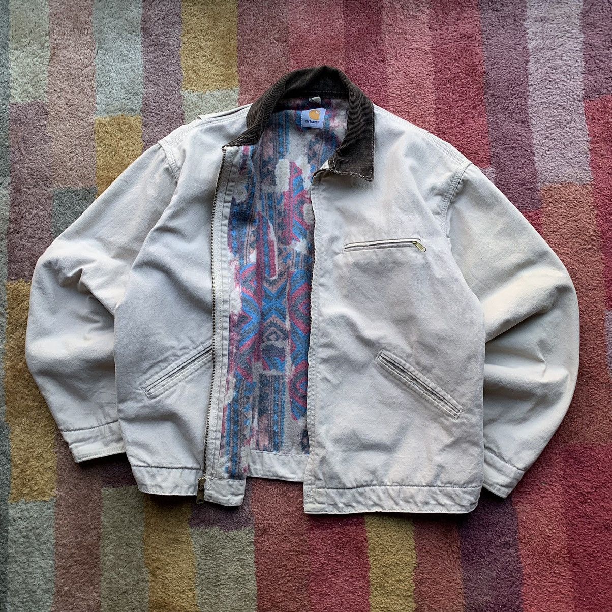 image of J24Khi Carhartt Aztec Lined Beige Work Jacket, Men's (Size Large)