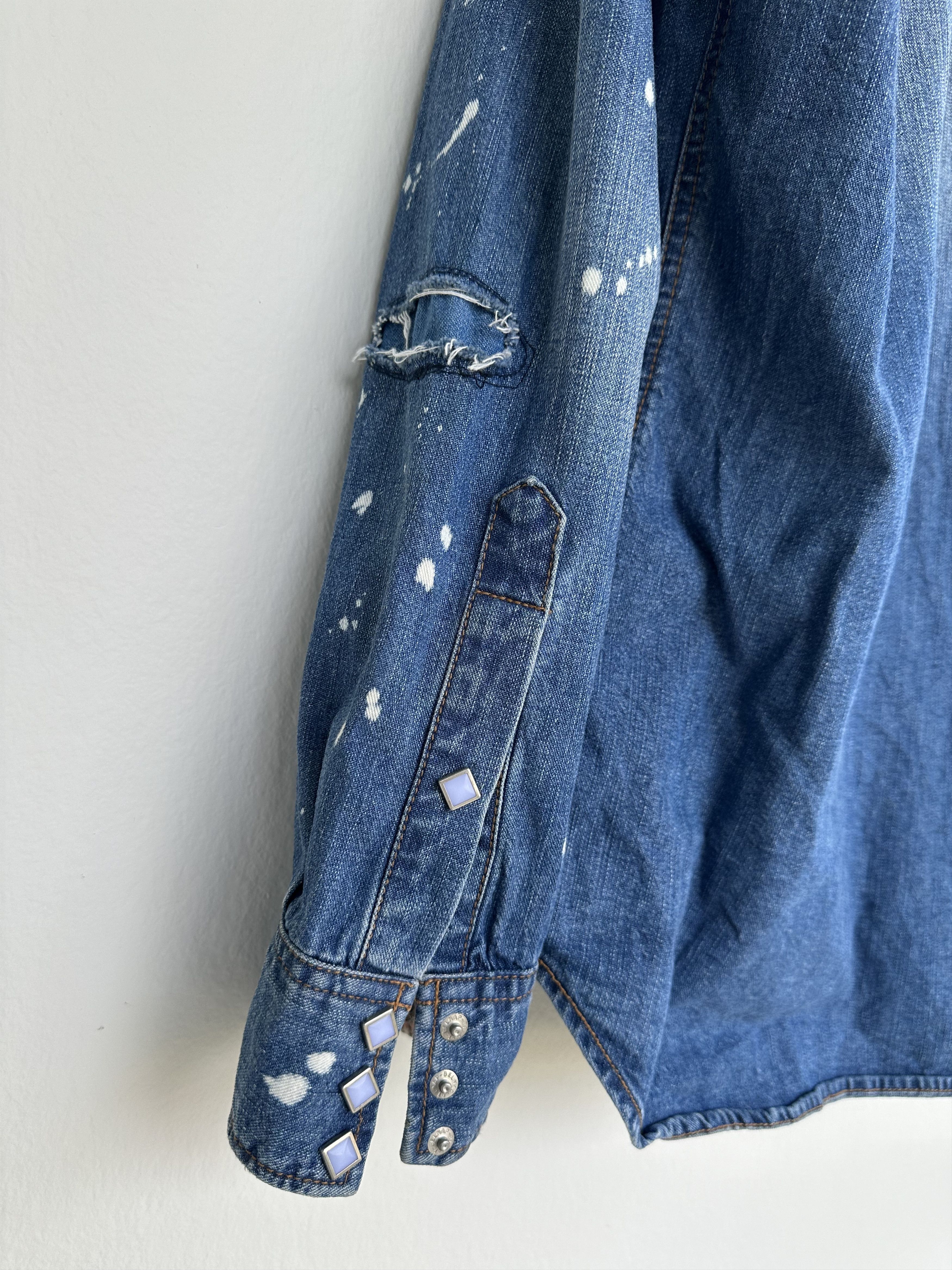 Takeo Kikuchi Vintage TK Paint Splatter Patchwork Western Shirt Size US L / EU 52-54 / 3 - 10 Thumbnail