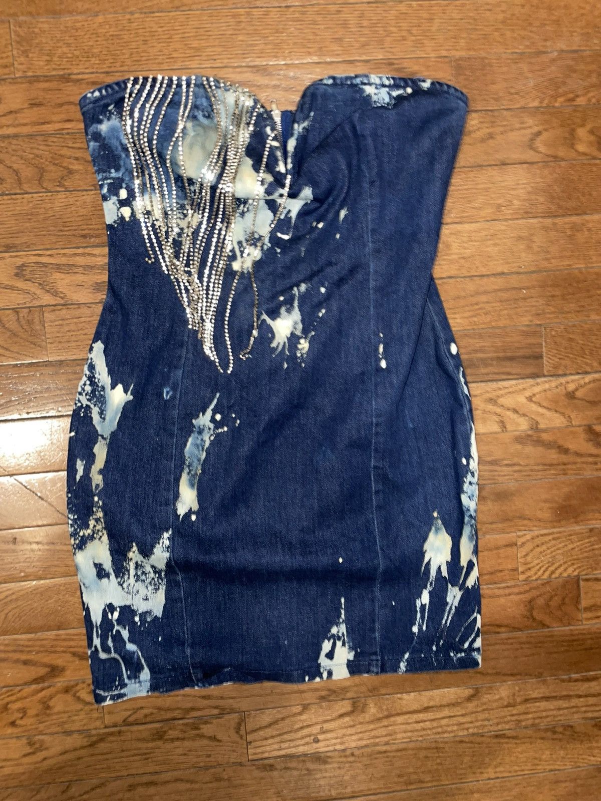 Other Custom distressed denim rhinestone body con dress Size S / US 4 / IT 40 - 4 Thumbnail