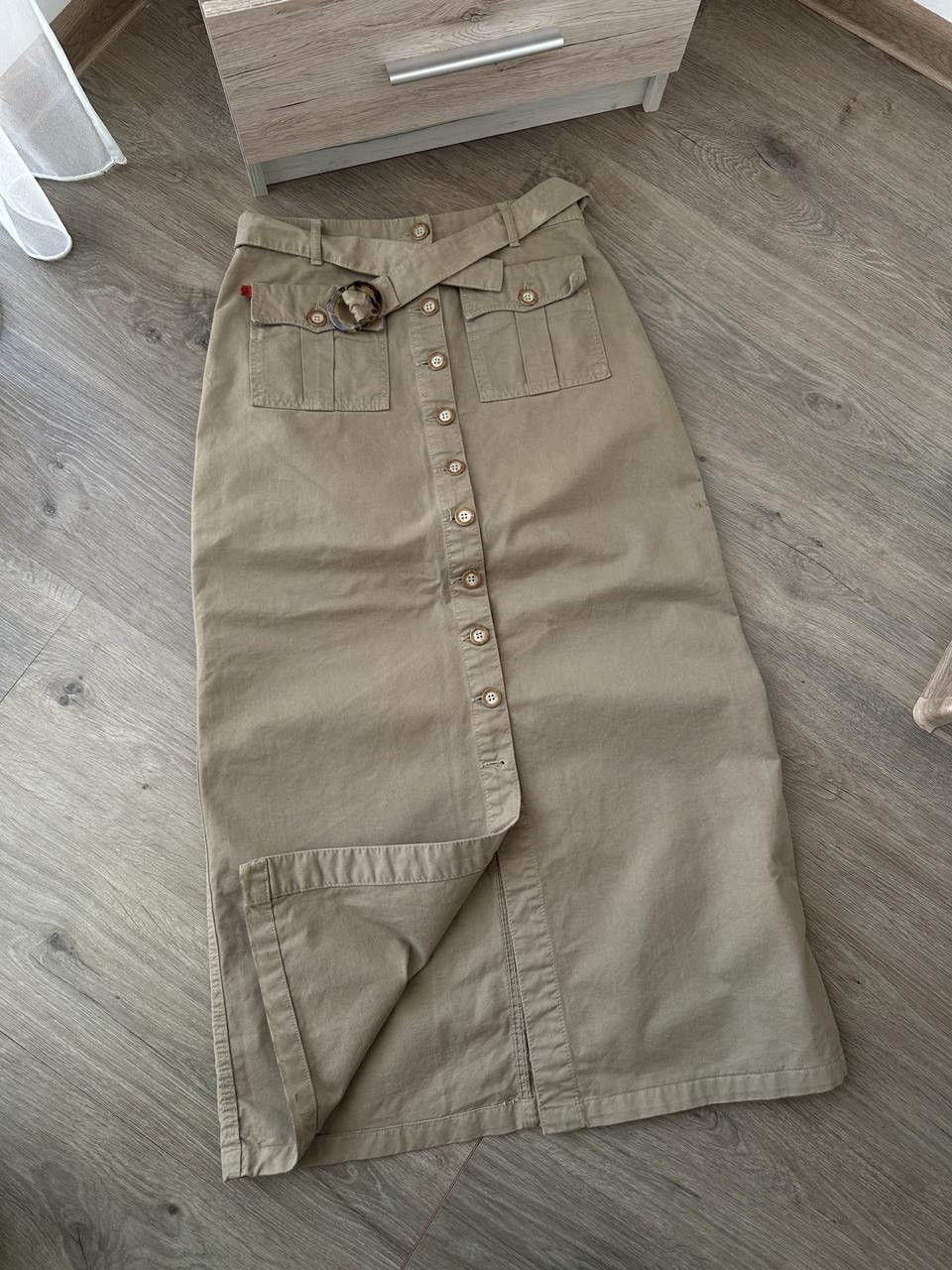 Japanese Brand × Vintage Vintage Bruna Beige Below The Knee Button Skirt Size 30" / US 8 / IT 44 - 6 Thumbnail