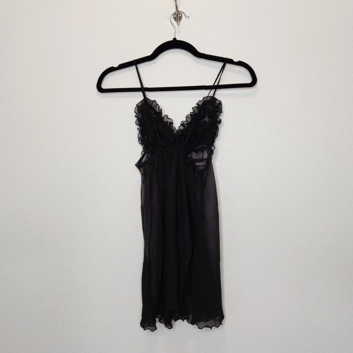 Vintage VINTAGE y2k Black Sheer Dress Goth Small Lingerie Slip Dress Short Women S Black Slip Dress 90s Vintage Size S / US 4 / IT 40 - 7 Thumbnail