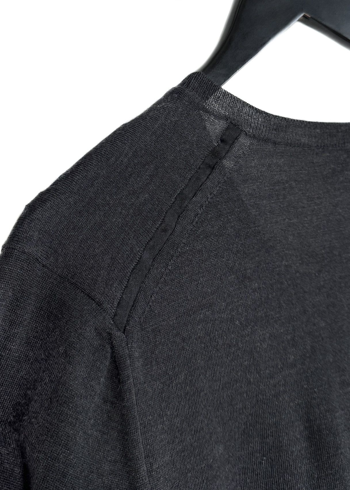 Yves Saint Laurent Yves Saint-Laurent Charcoal V-neck Wool Sweater Size US XL / EU 56 / 4 - 4 Thumbnail
