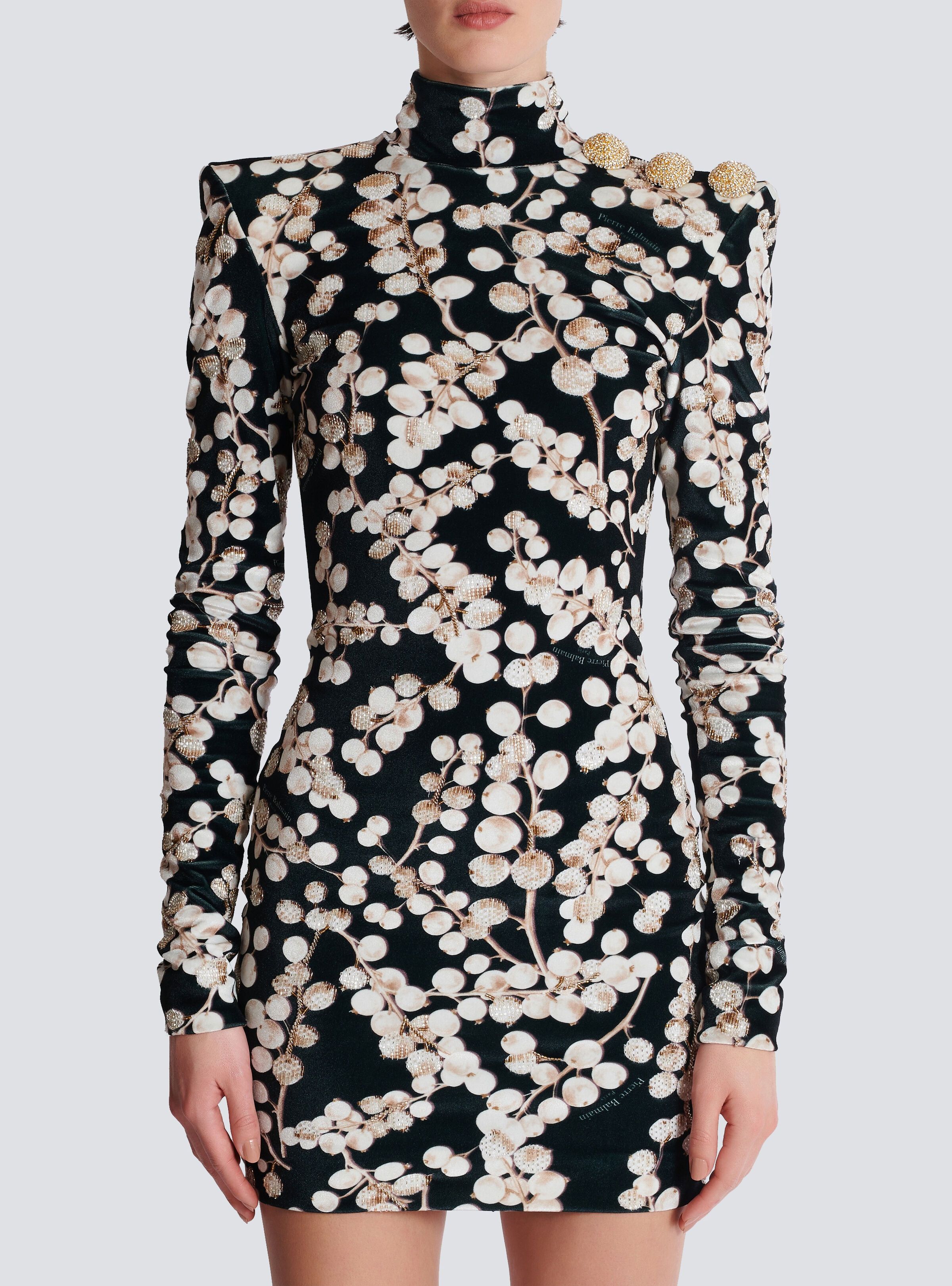 Balmain o1s1wg111025 Backless Velvet Mini Dress in Black Size L / US 10 / IT 46 - 5 Thumbnail