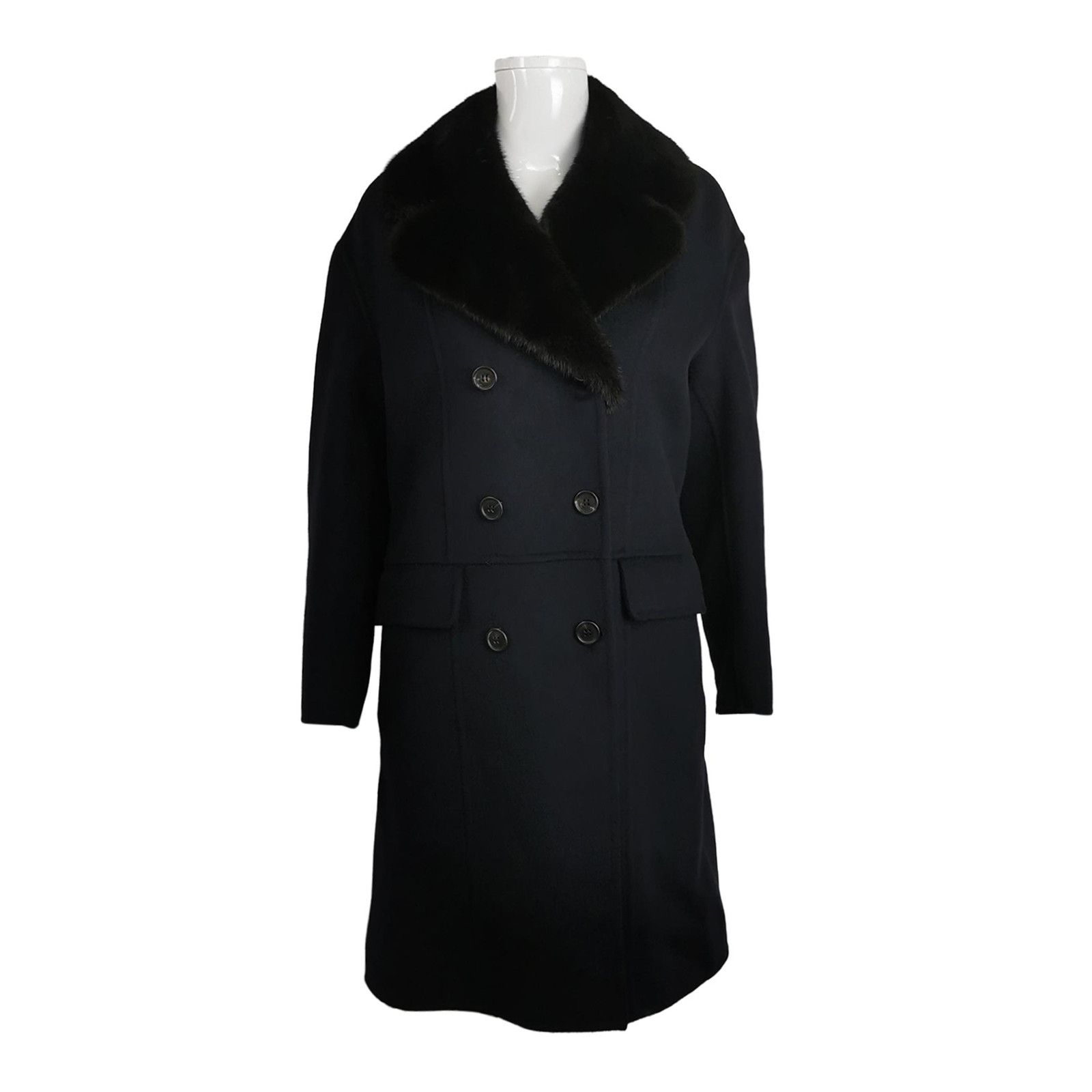 Prada Prada Wool Angora Fur Collar Coat Blue Size 38 Size XS / US 0-2 / IT 36-38 - 1 Thumbnail