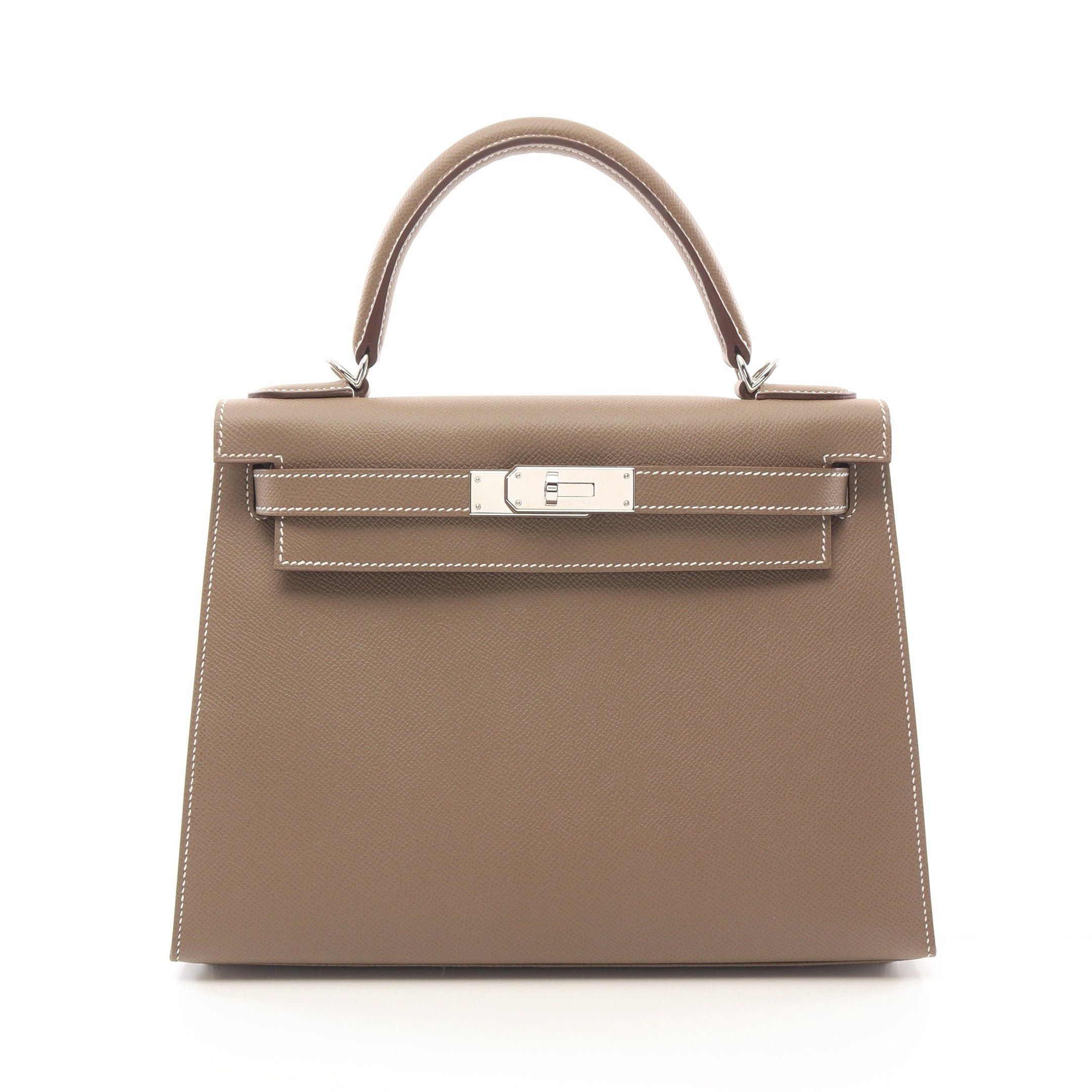 Hermes Hermes Kelly28 Etoupe Handbag Veau Epsom Gray Brown Silver Hardware Outside Sewing Y Stamp Size ONE SIZE - 1 Thumbnail