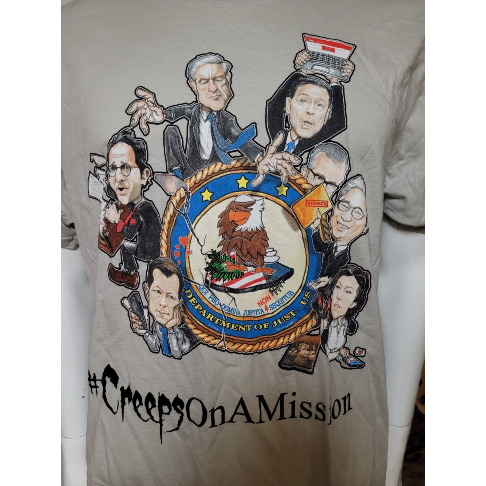 Vintage Creeps On A Mission DOJ T Shirt XL Sidney Powell GOP Funny Shirt Men Gray 100% Cotton Graphic Tee US Blank Size US XL / EU 56 / 4 - 2 Thumbnail