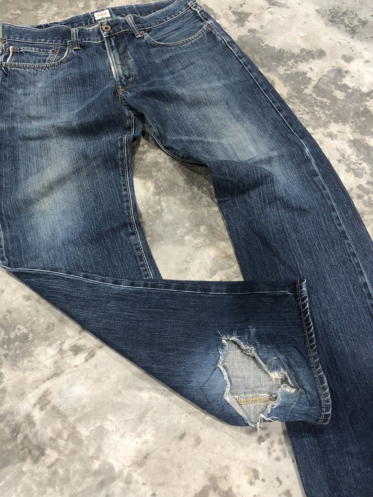 Edwin × Vintage Edwin 505Z Denim Jeans Distressed Size US 34 / EU 50 - 6 Thumbnail