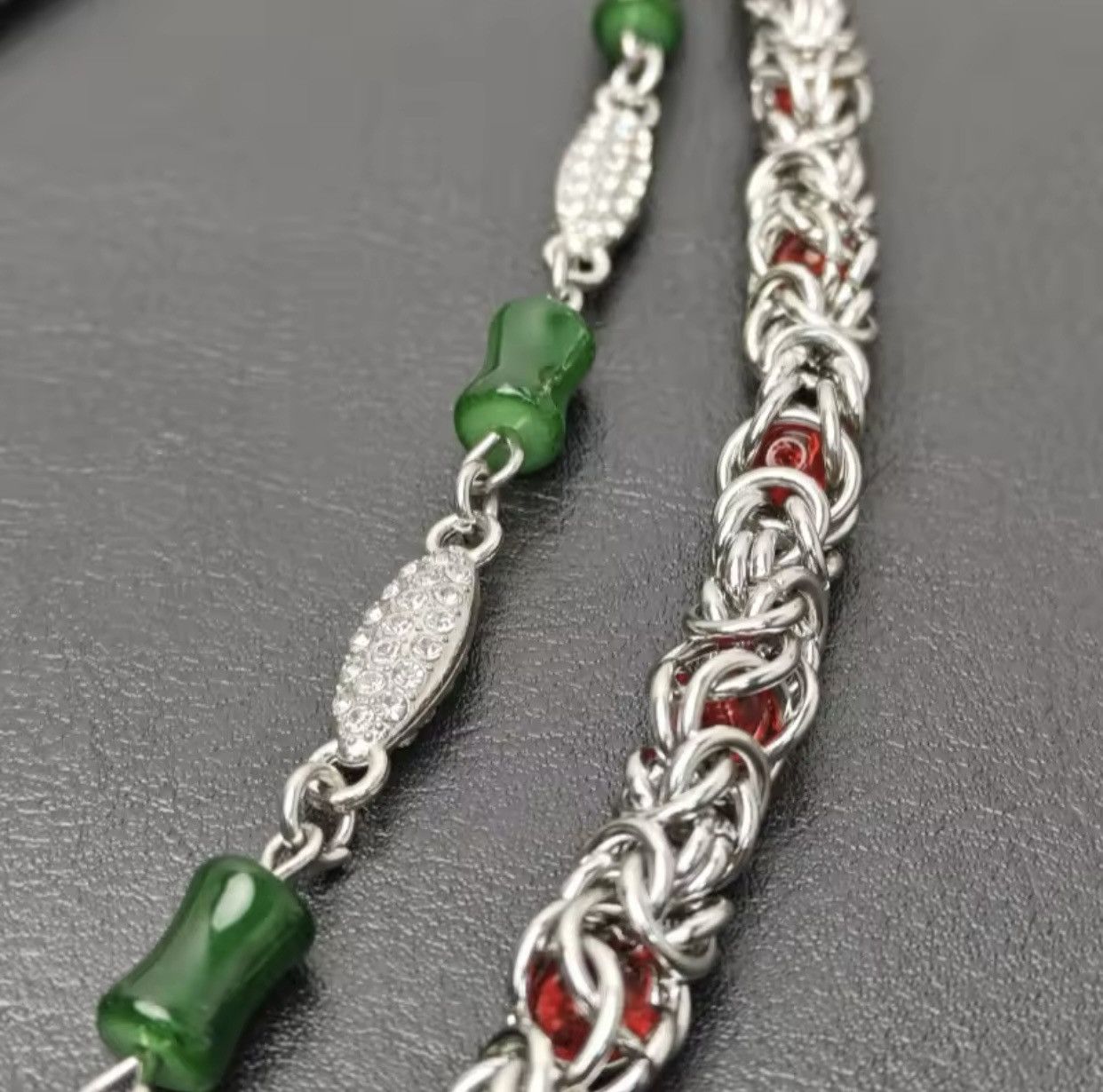 Jewelry Concise Keel Clamp Beads Bilayer Jade Node Chain Size ONE SIZE - 6 Thumbnail