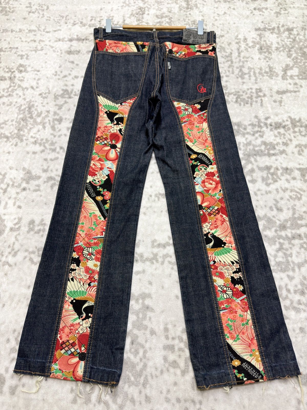 Karakuri Tamashii Juvenile Delinquent Wagara Kimono Panel Straight Denim Jeans Size US 30 / EU 46 - 1 Thumbnail