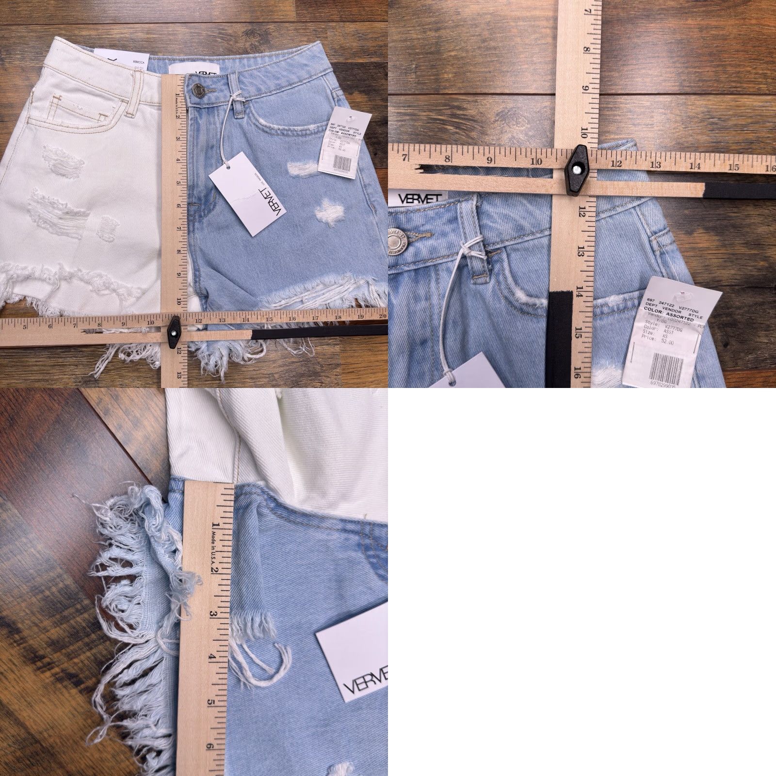 Denime Vervet Denim Cut-Off Shorts Womens XS Blue 100% Cotton Stretch Pocket 5-Pocket High Rise Button Zip Regular Bohemian Summer/Travel/Casual New Size 26" / US 2 / IT 38 - 8 Thumbnail