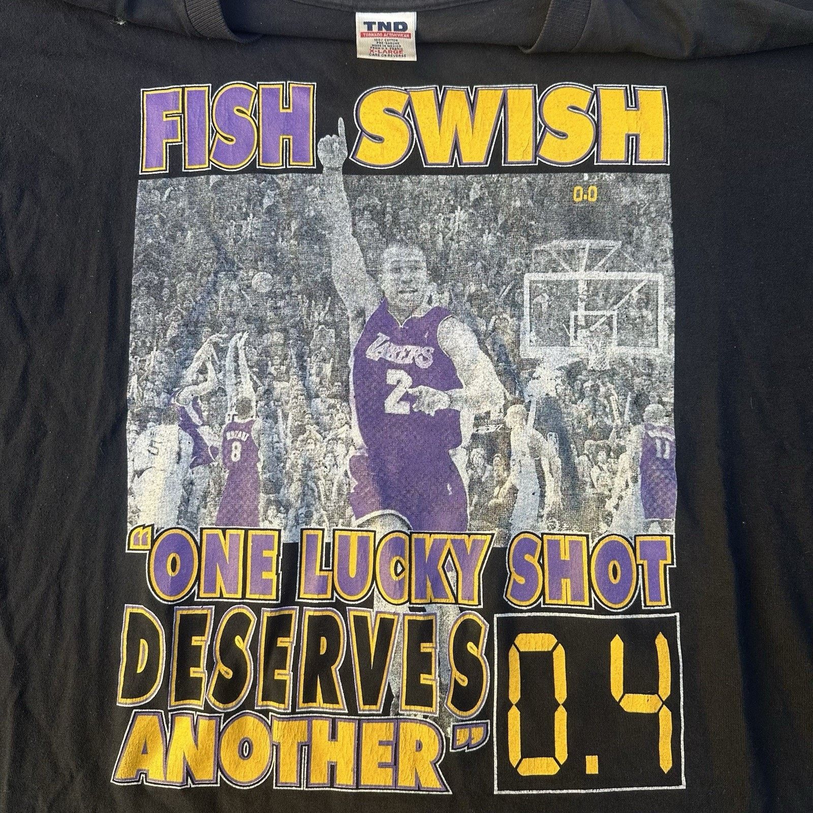 NBA × Vintage Vintage 2004 Los Angeles Lakers Derek Fisher Swish T-Shirt Size US XL / EU 56 / 4 - 1 Thumbnail