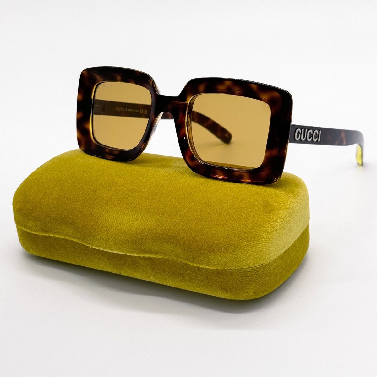 Gucci NEW GUCCI GG1718S 002 SQUARE HAVANA YELLOW WOMEN SUNGLASSES Size ONE SIZE - 2 Thumbnail