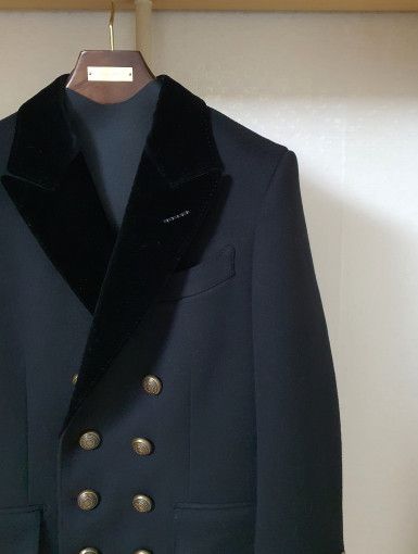 Tom Ford o1sm1stk0824 Velvet Collar Wool Cashmere Double Coat Size US S / EU 44-46 / 1 - 2 Thumbnail