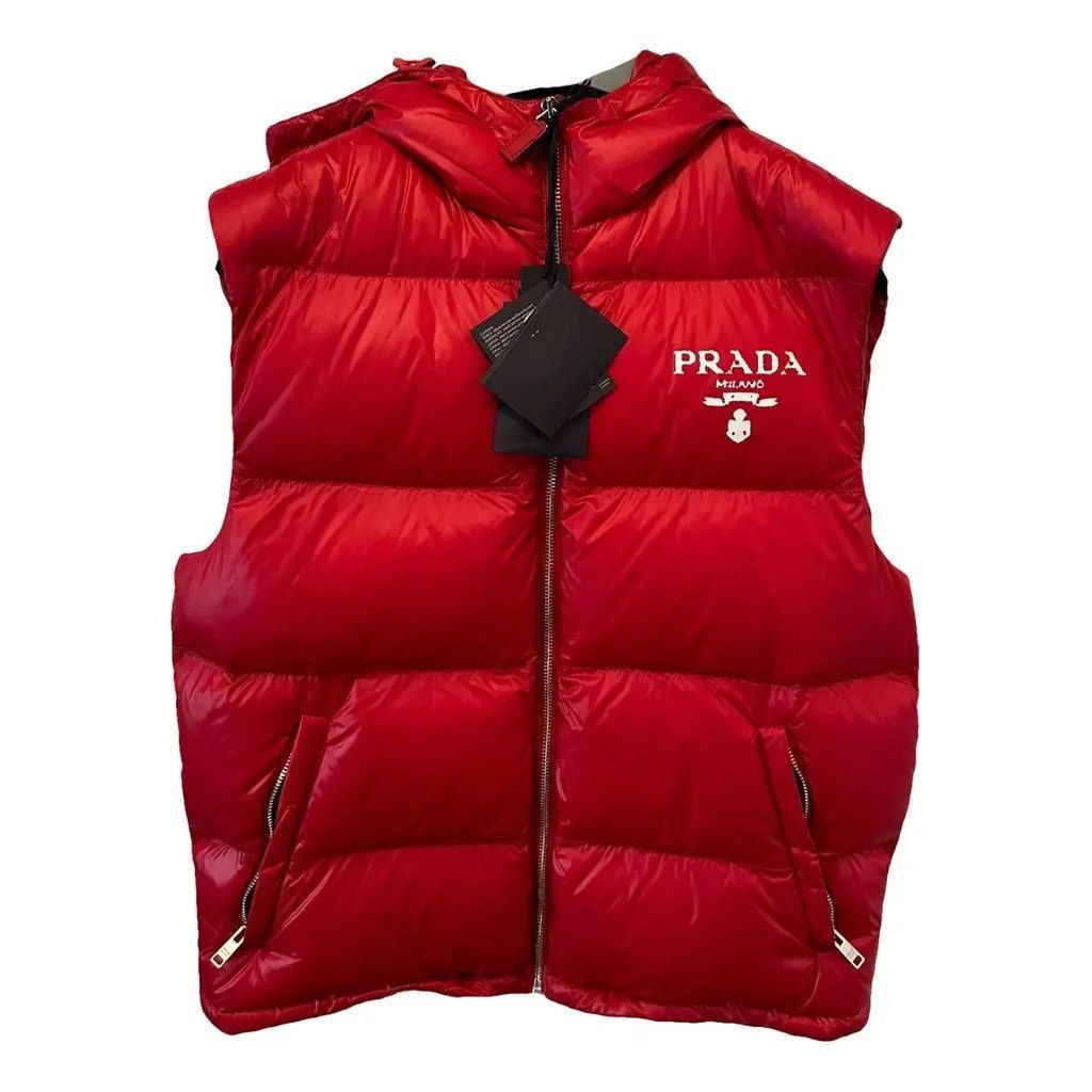 Prada Logo Padded Vest in Red