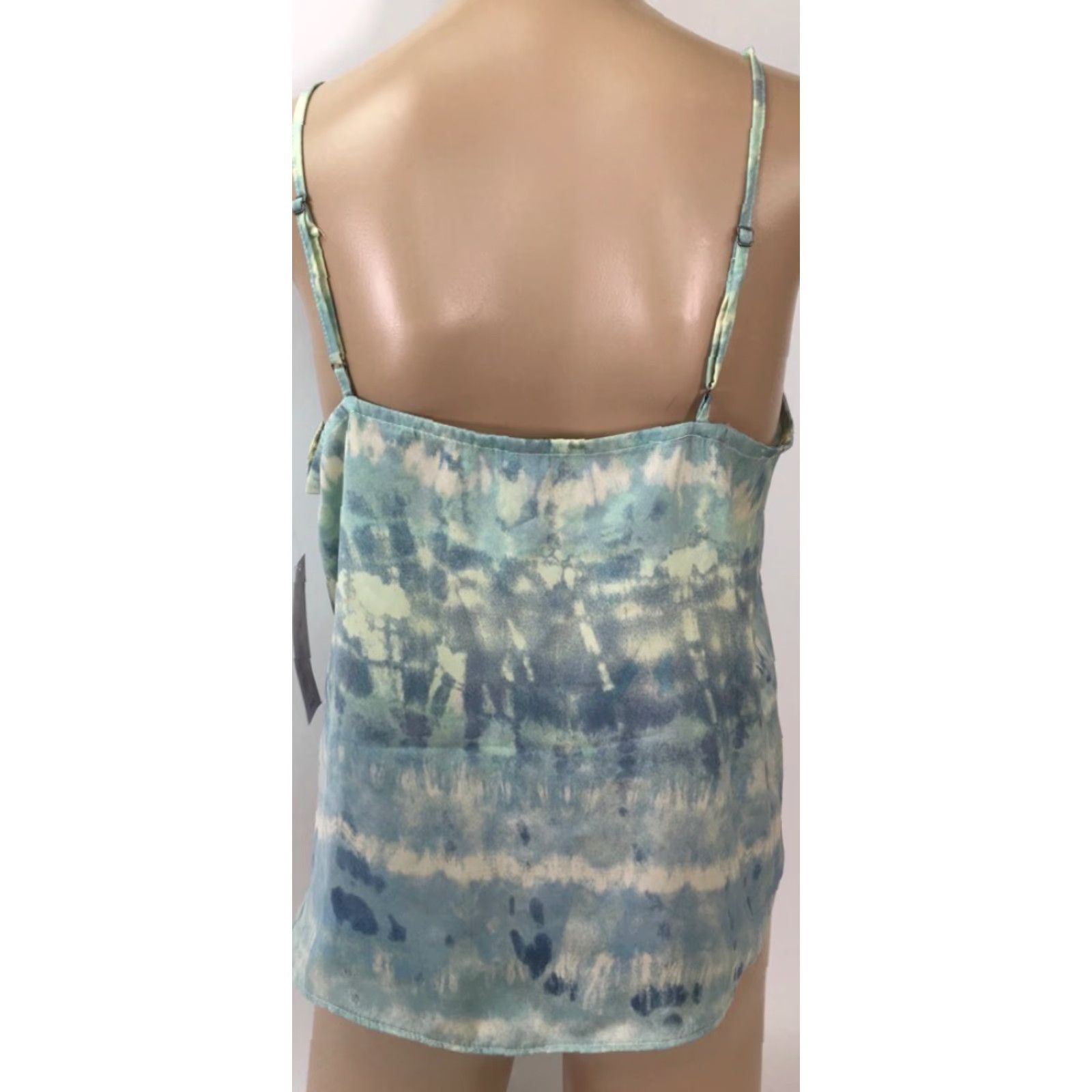 Vintage Wild Fable Blouse Blue Beige Tie Dye Ruffles Spaghetti Strap V Neck S New Women Shirt Size S / US 4 / IT 40 - 3 Thumbnail