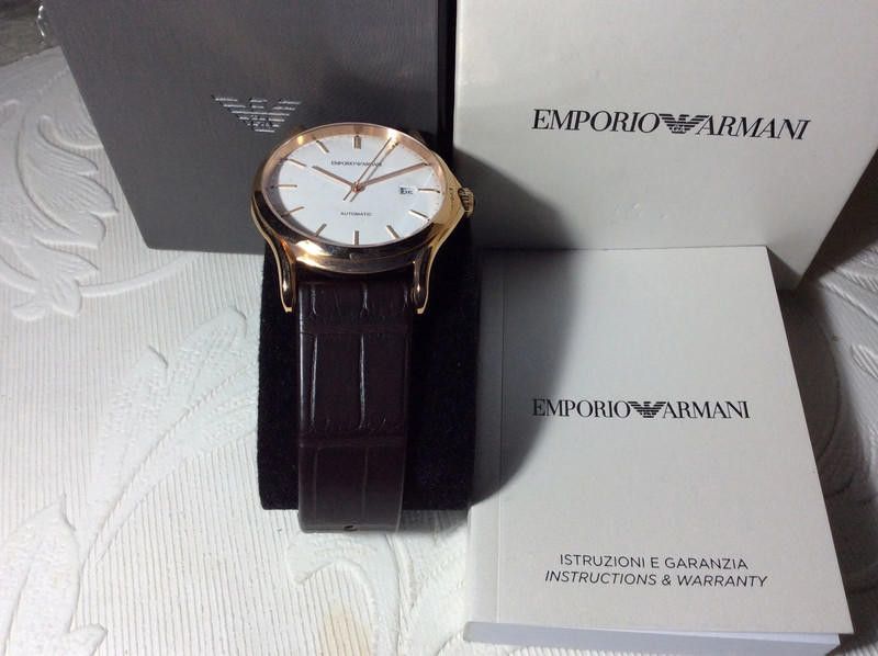 Emporio Armani Emporio Armani men's automatic brown leather strap watch Size ONE SIZE - 2 Thumbnail