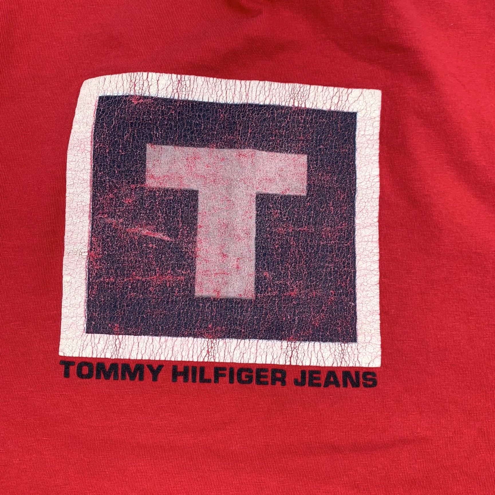 Tommy Hilfiger VINTAGE Tommy Hilfiger Tommy Jeans T-Shirt Adult L Red 90s Y2K Mens Tee Size US L / EU 52-54 / 3 - 2 Thumbnail