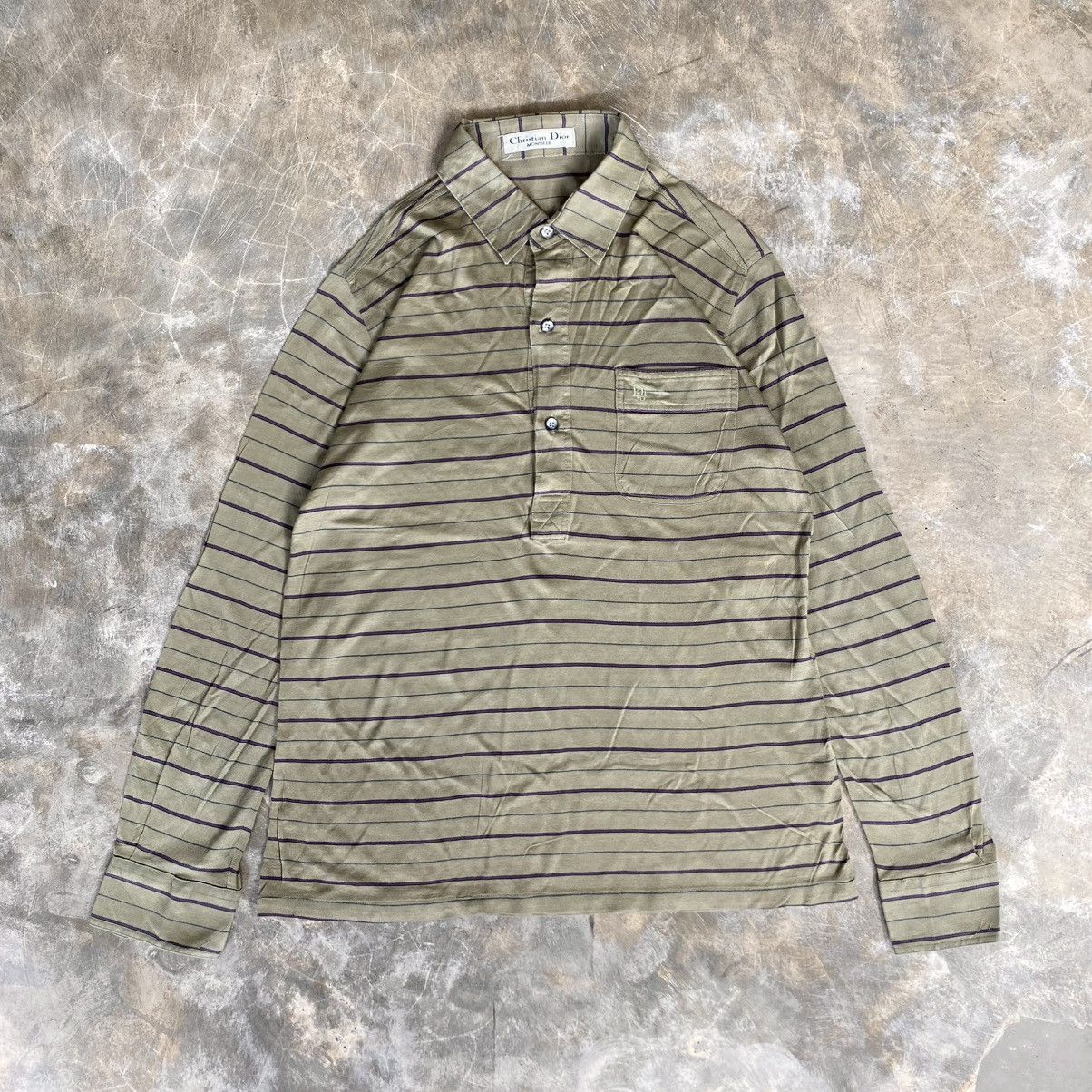 Christian Dior Monsieur Vintage 90s Christian Dior Stripe Polos Long Sleeve Shirt Size US M / EU 48-50 / 2 - 1 Thumbnail
