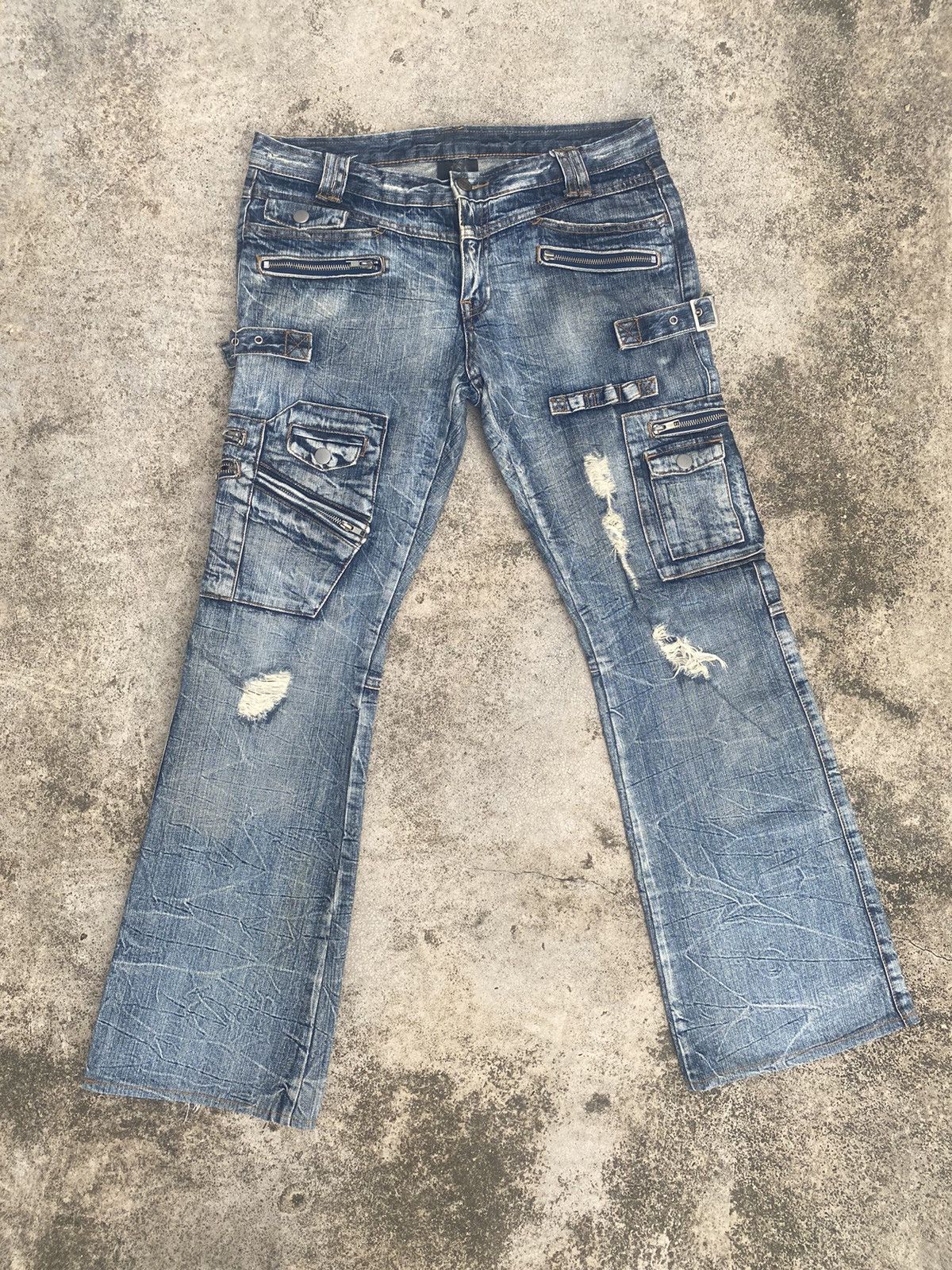 If Six Was Nine × Japanese Brand Flare Jeans Semantic Design Cargo Multipocket Bootcut Size US 33 - 3 Thumbnail