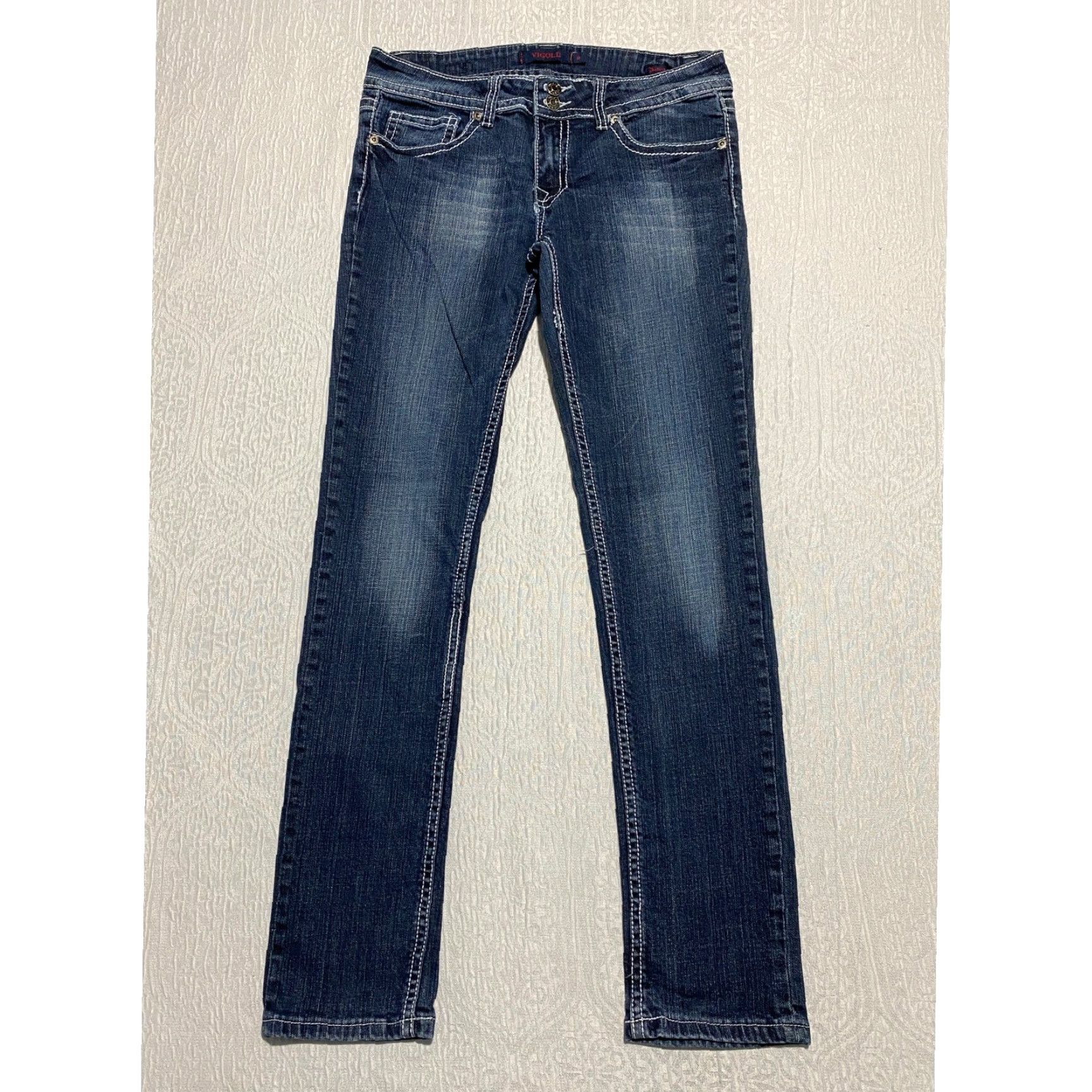 Denime VIGOLD Jeans 9 Women's Skinny Denim Dark Wash 5-Pocket Pockets White Stitch 30x30 Size 30" / US 8 / IT 44 - 3 Thumbnail