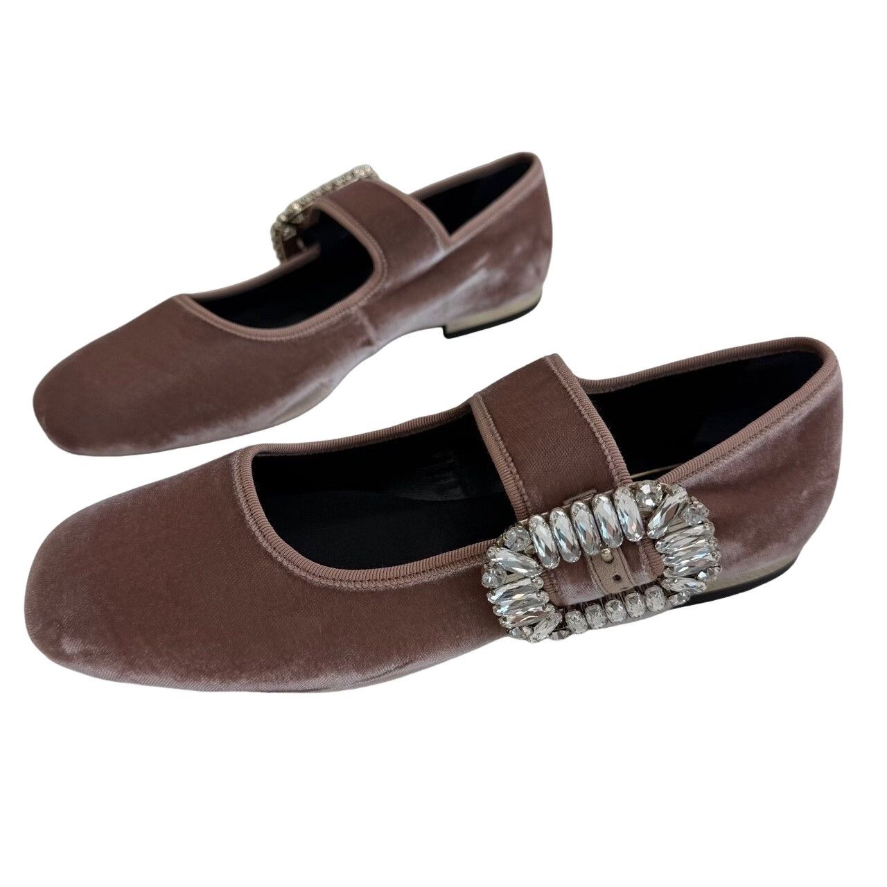 Roger Vivier Roger Vivier Très Vivier Crystal Velvet Flats Size 36 Size US 6 / IT 36 - 1 Thumbnail