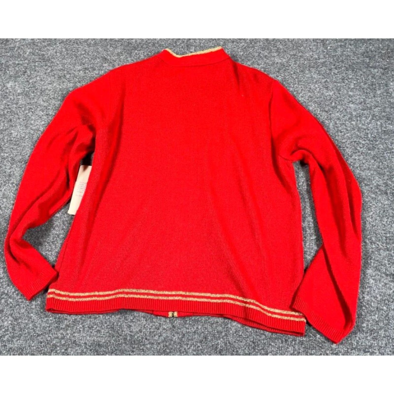 Vintage VINTAGE 80s Crest Embroidered Cardigan Sweater Women's Medium Red Gold Casual Size M / US 6-8 / IT 42-44 - 2 Thumbnail
