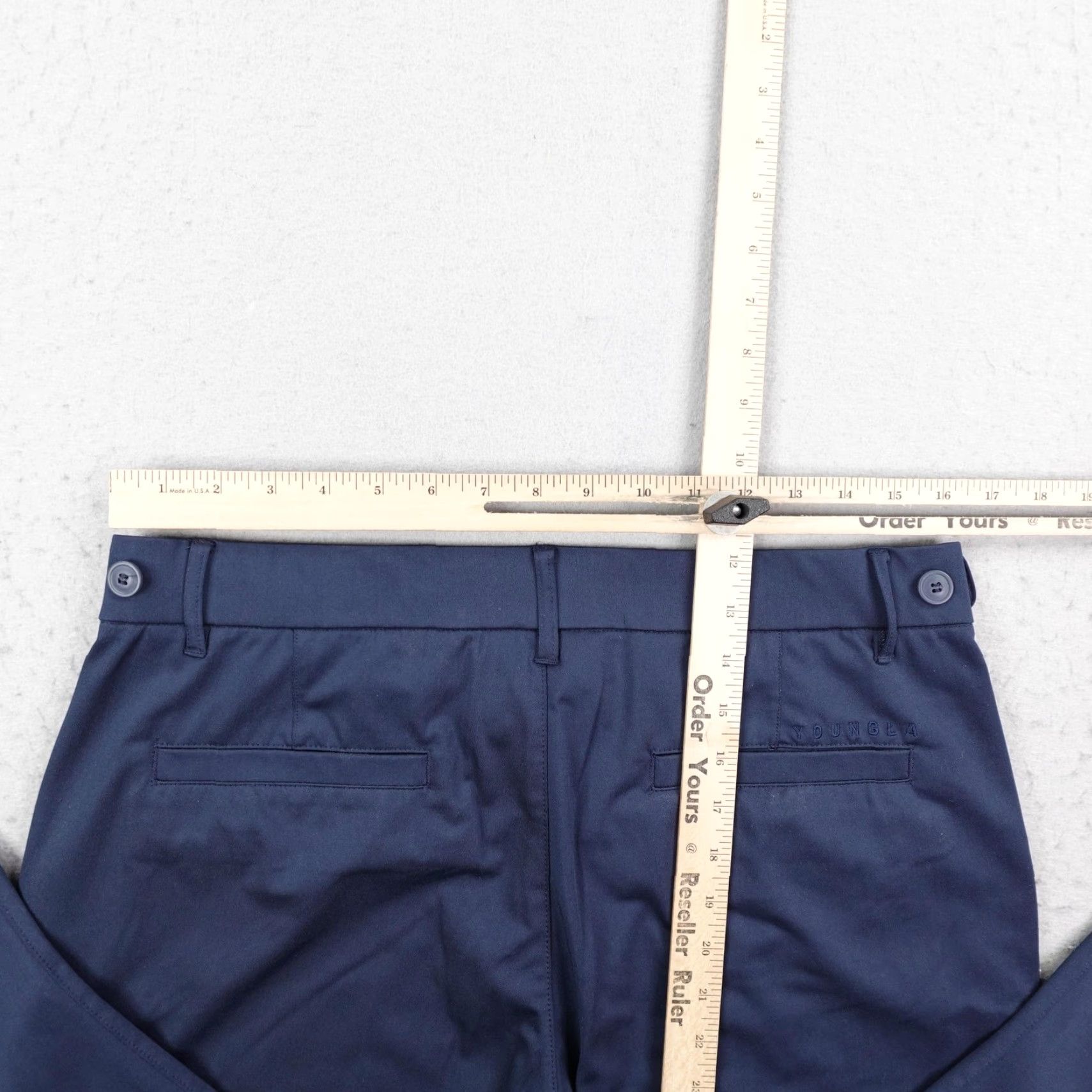 YoungLA YoungLA Pants Mens 34L Straight Chino Slacks Blue 32 Inseam Office Tech Performance Slim Pockets Logo Breachable Blue Size US 34 / EU 50 - 7 Thumbnail