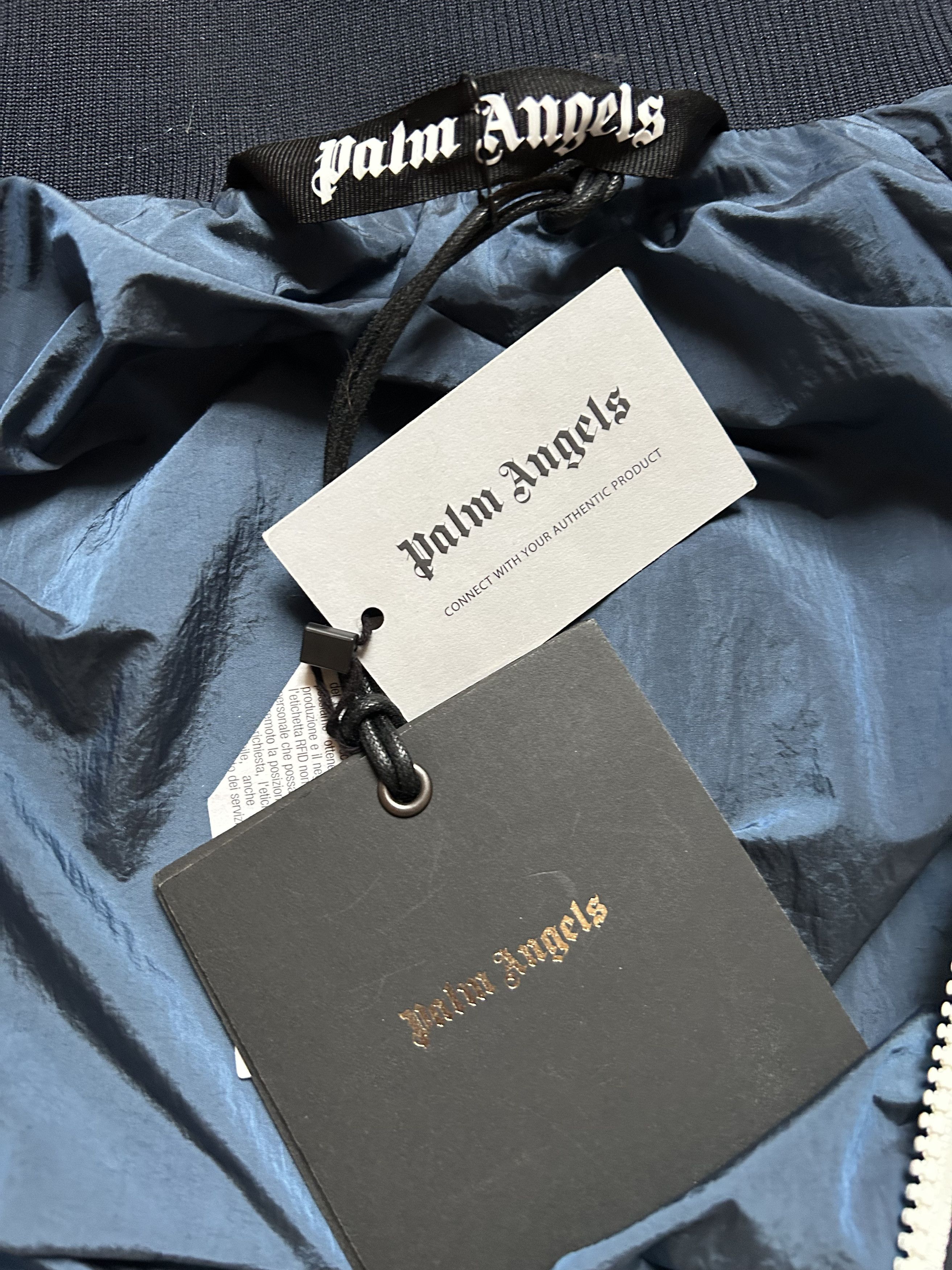 Palm Angels Palm Angels Curved Logo Wr Nylon Track Jacket Navy Blue Size US M / EU 48-50 / 2 - 5 Thumbnail