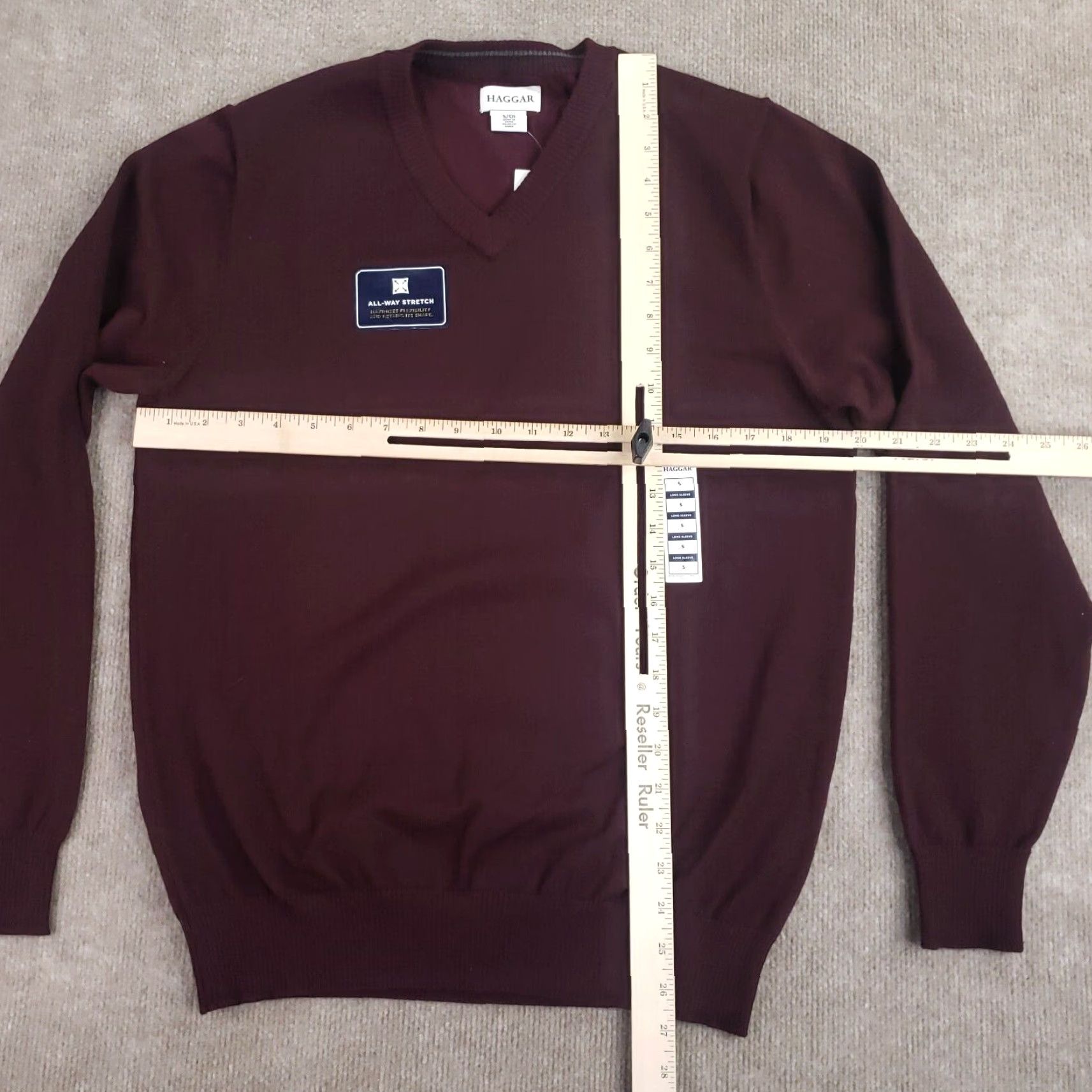 Haggar Haggar Mens V Neck Sweater Small Maroon Red Pullover Long Sleeve Size US S / EU 44-46 / 1 - 2 Thumbnail