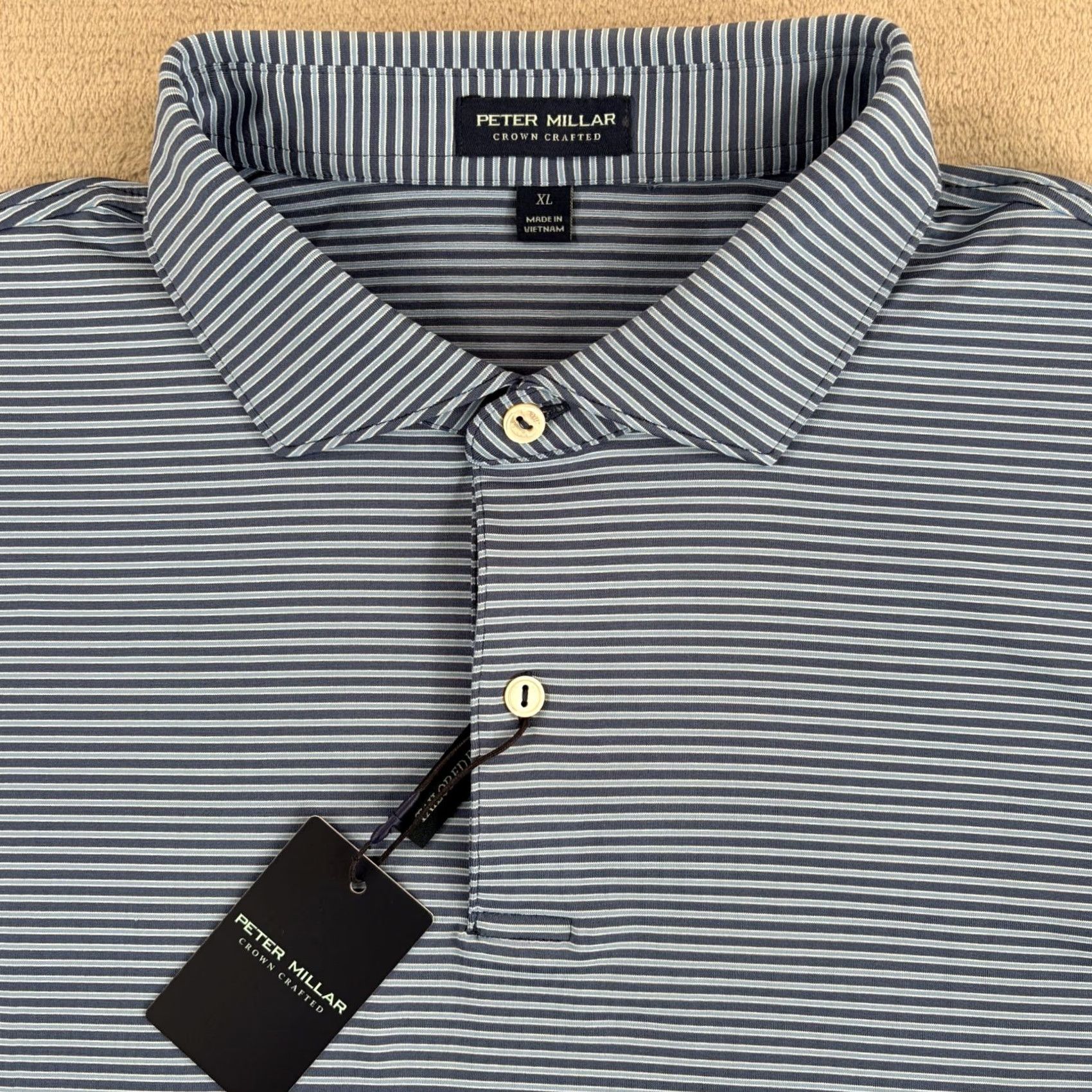 Peter Millar Peter Millar Crown Crafted Ambrose Performance Jersey Polo Shirt Men XL Blue Striped Polo Shirt NWT CXG-DS Size US XL / EU 56 / 4 - 3 Thumbnail