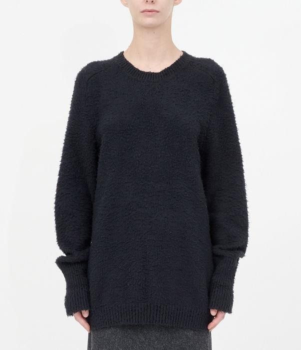 Maison Margiela o1bcso1str0526 Textured Cotton Sweater in Black Size XS / US 0-2 / IT 36-38 - 1 Thumbnail