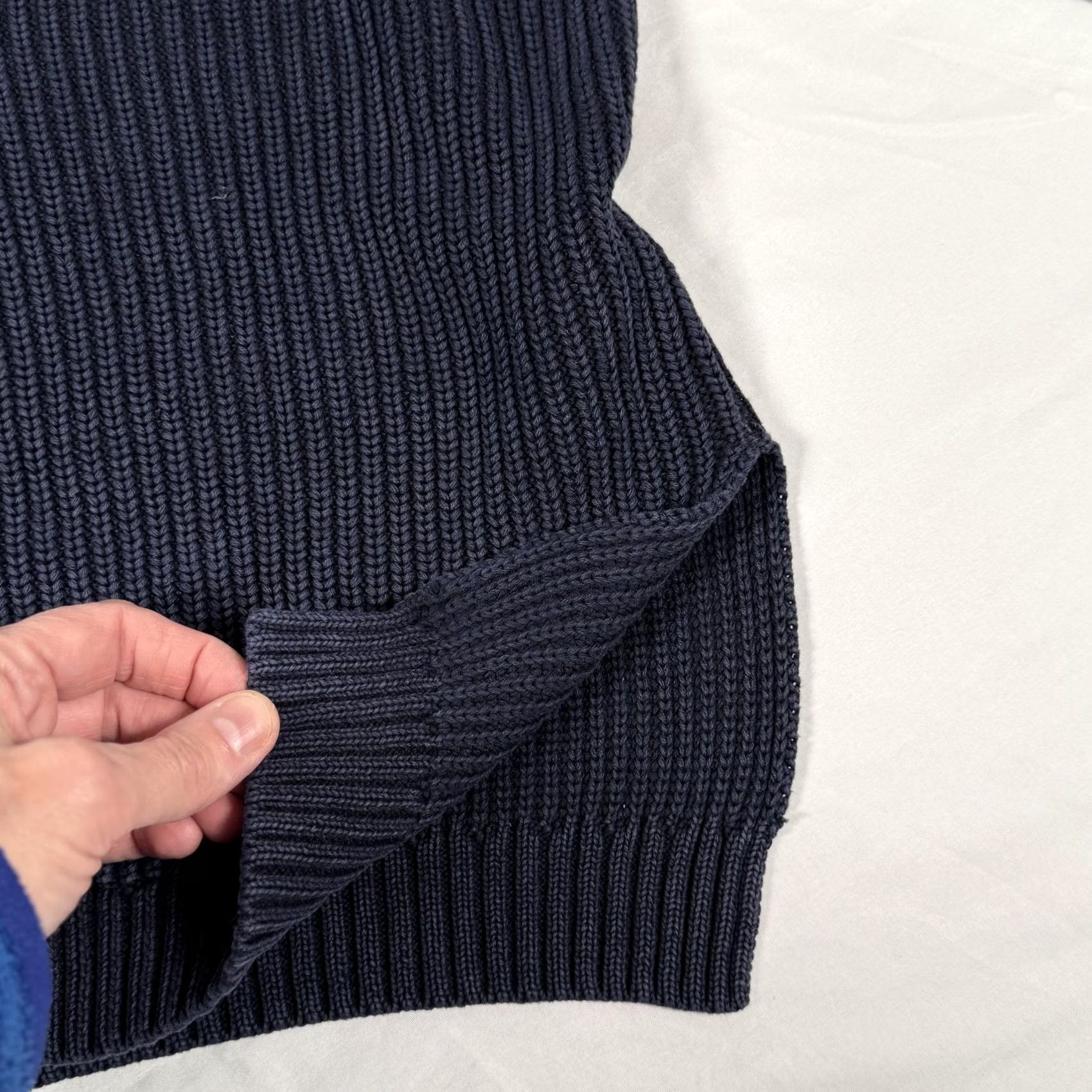 Vintage Fate Sweater Womens Medium Navy Blue V Neck Lace Up Sleeve Cotton Knit Ribbed Size M / US 6-8 / IT 42-44 - 5 Thumbnail