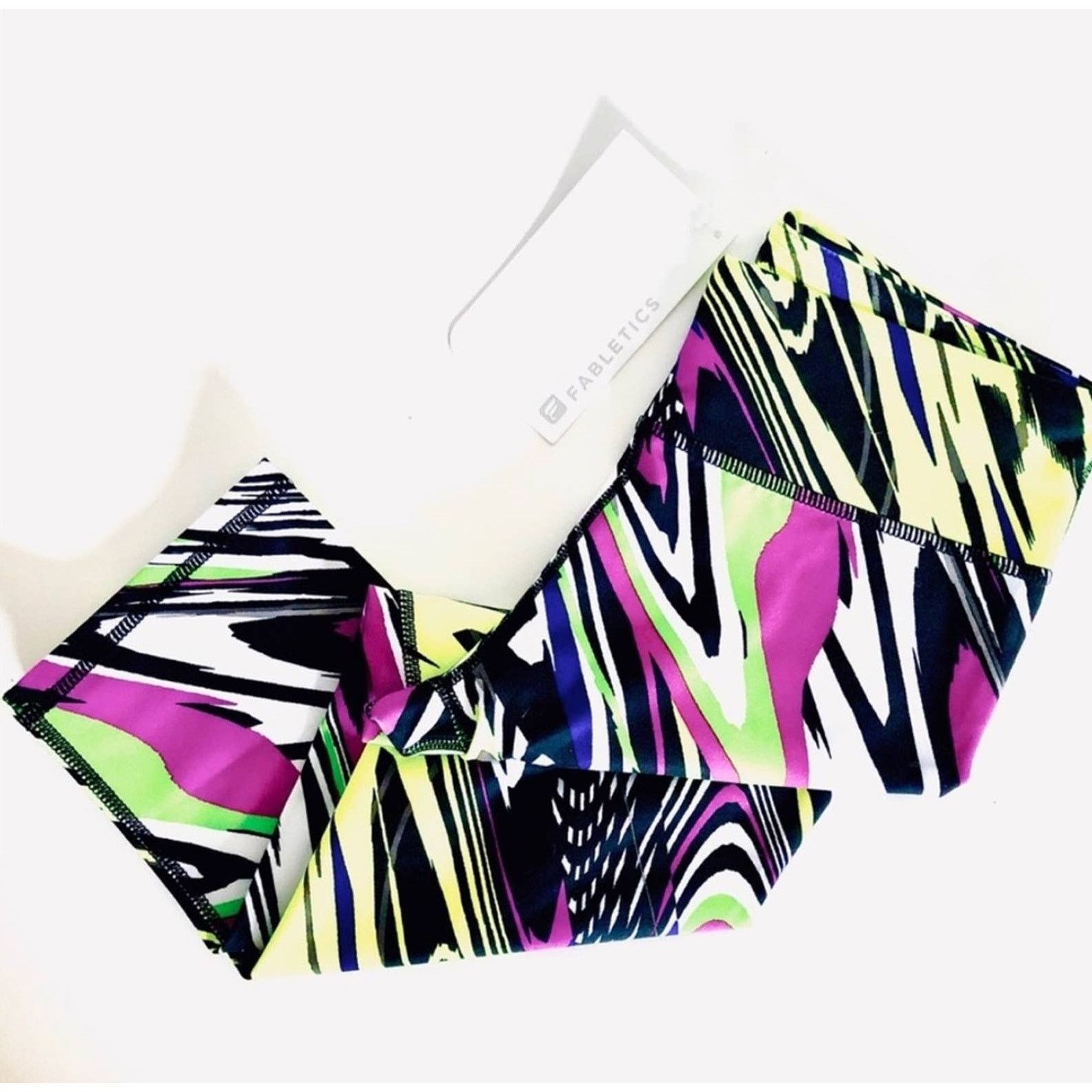 Lululemon NEW FABLETICS Neon Black White Crop Workout Pant Leggings Size 26" / US 2 / IT 38 - 1 Thumbnail